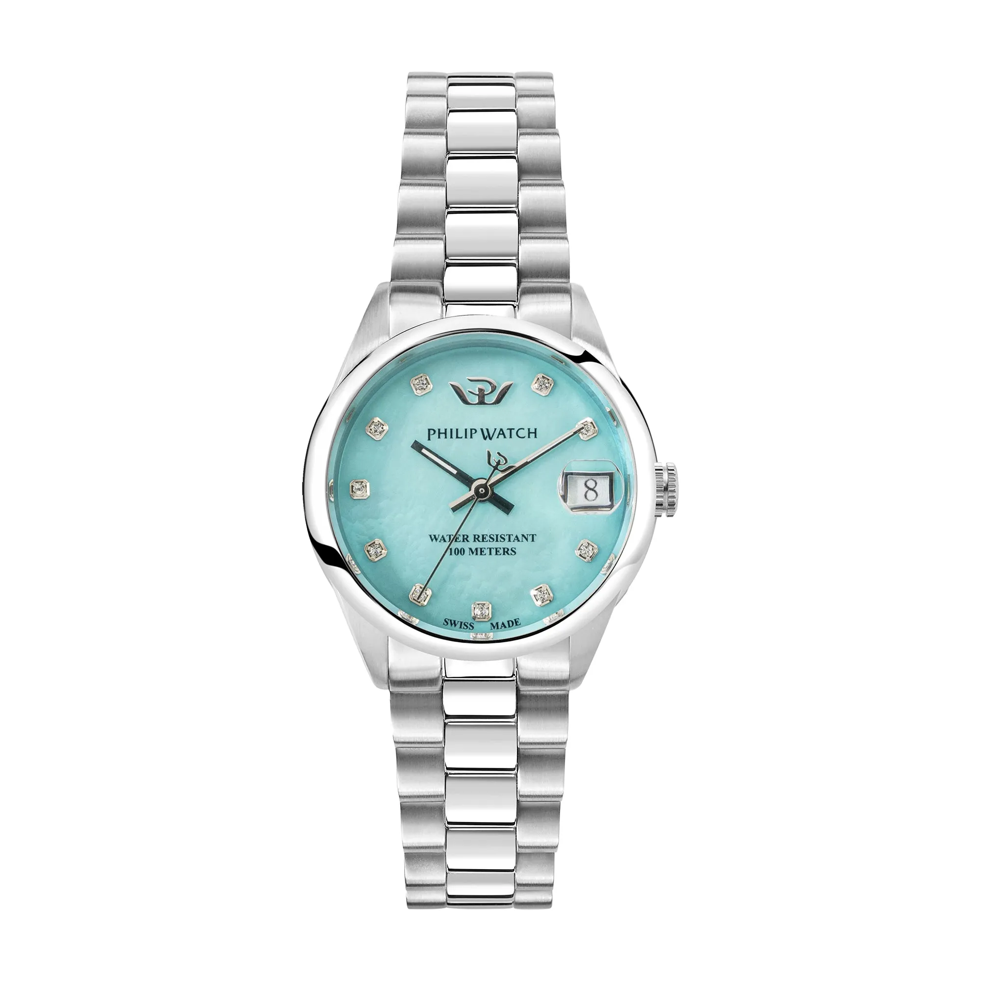 Philip Watch CARIBE 31MM 3H TURQ MOP DIAL W/DIA BR SS