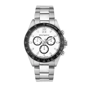 Philip Watch CARIBE 42MM CHR WHITE DIAL BR SS