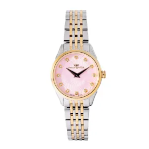 Philip Watch ROMA 28MM 2H PINK DIAL W/DIAM BR SS YG
