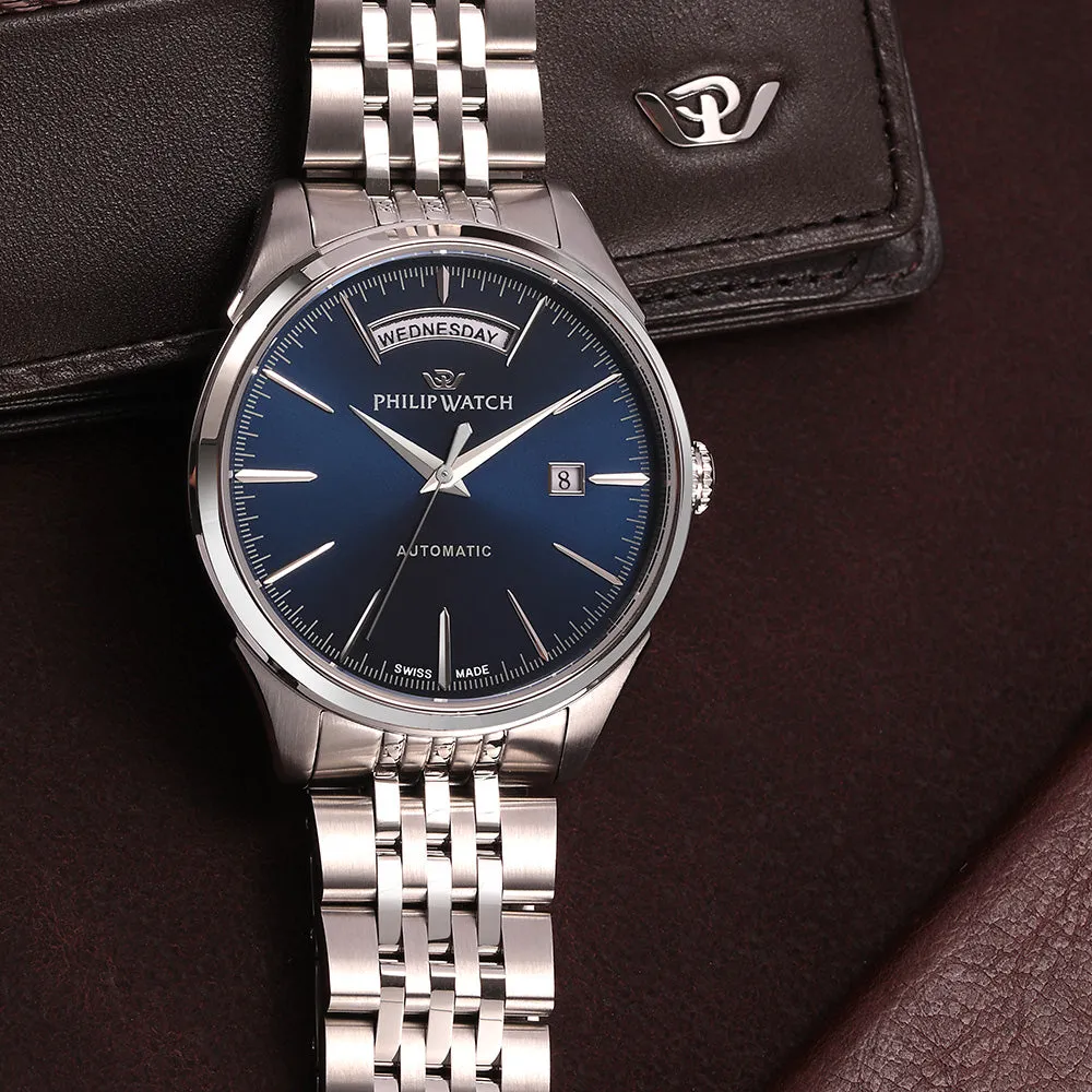 Philip Watch ROMA 41MM AUTO BLUE DIAL BR SS