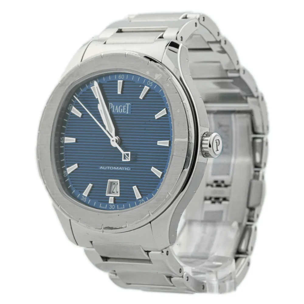 Piaget Men's Polo S Stainless Steel 42mm Blue Guilloché Stick Dial Watch Reference #: G0A41002