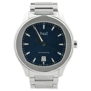 Piaget Men's Polo S Stainless Steel 42mm Blue Guilloché Stick Dial Watch Reference #: G0A41002
