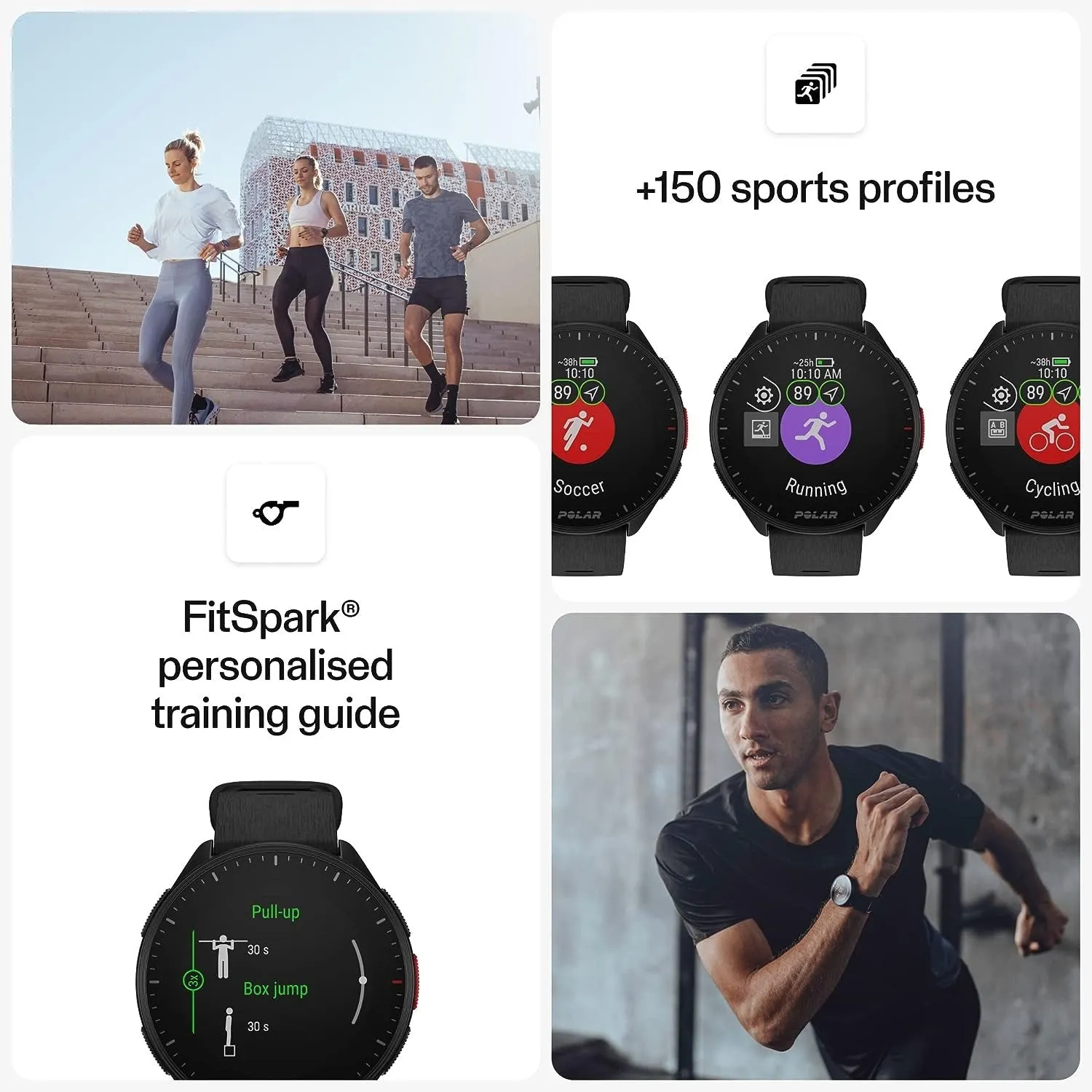 Polar Pacer GPS Running Watch High-Speed Processor Ultra-Light Bright - Black