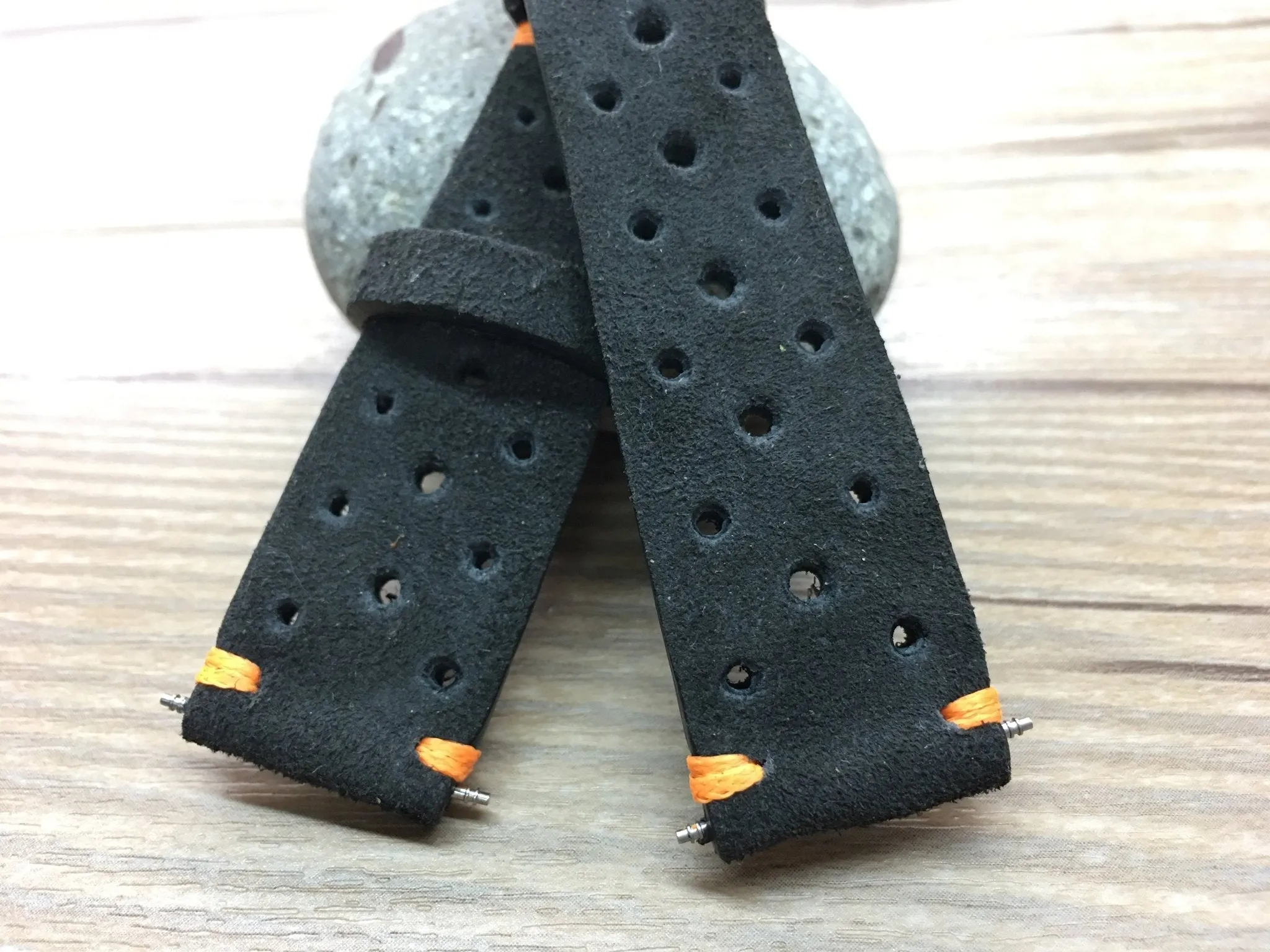 Racing Watch Straps 20mm, Rally Watch straps 19mm, Suede Leather watch band, Black Suede Leather watch Straps, 18mm watch band, FREE SHIPPING