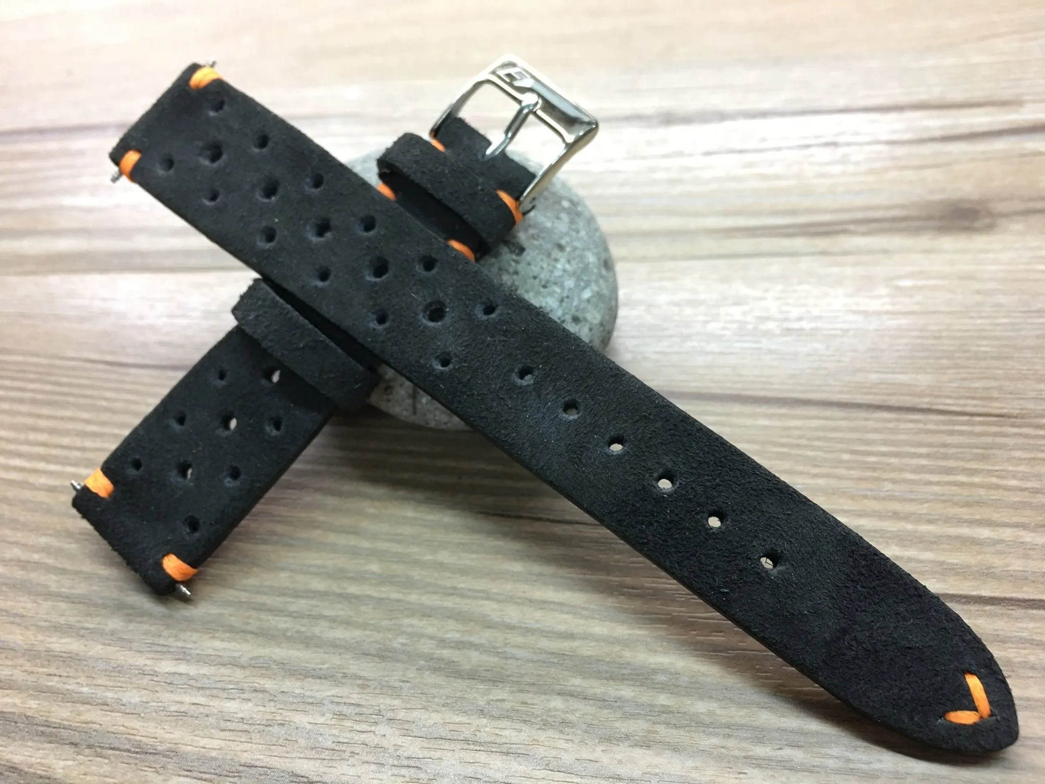 Racing Watch Straps 20mm, Rally Watch straps 19mm, Suede Leather watch band, Black Suede Leather watch Straps, 18mm watch band, FREE SHIPPING