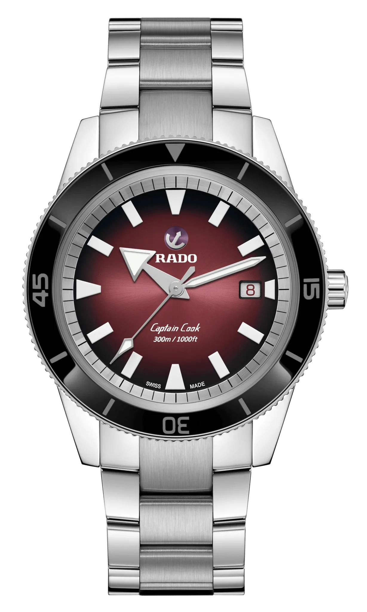 RADO Captain Cook Automatic 42mm Red Dial Stainless Steel Men's Watch R32105353