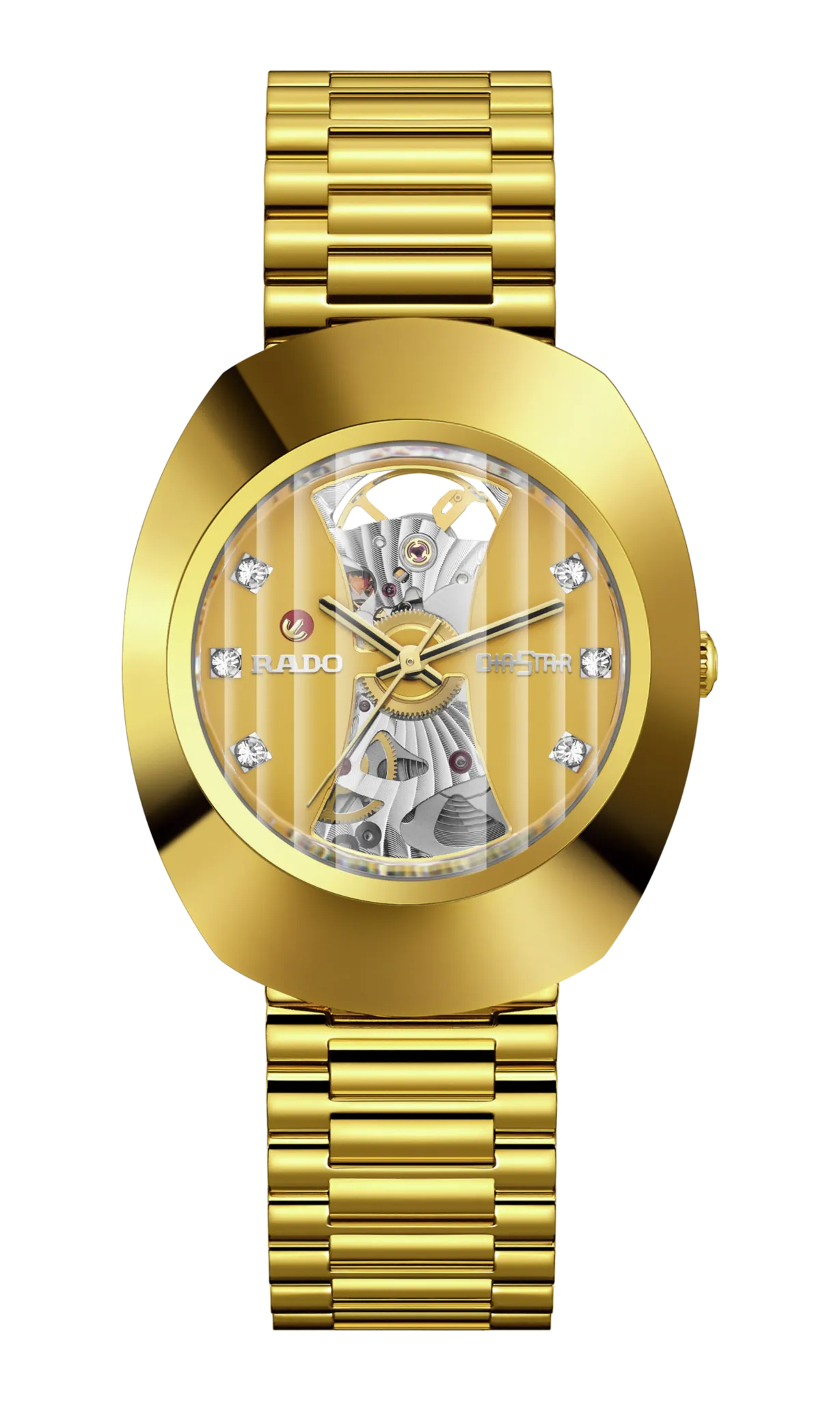 Rado DiaStar Original Open Heart 35mm Yellow Gold PVD Men's Watch R12064263