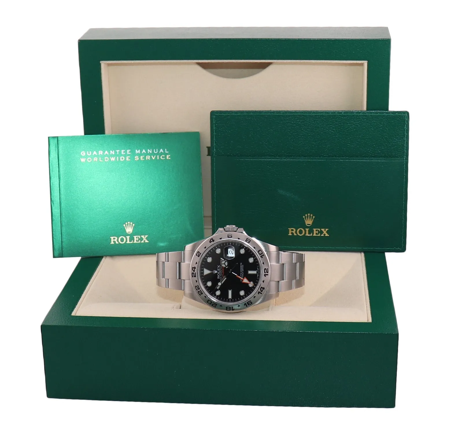 Random Serial Rolex Explorer II 42mm 216570 Black Dial Steel Lume Watch Box