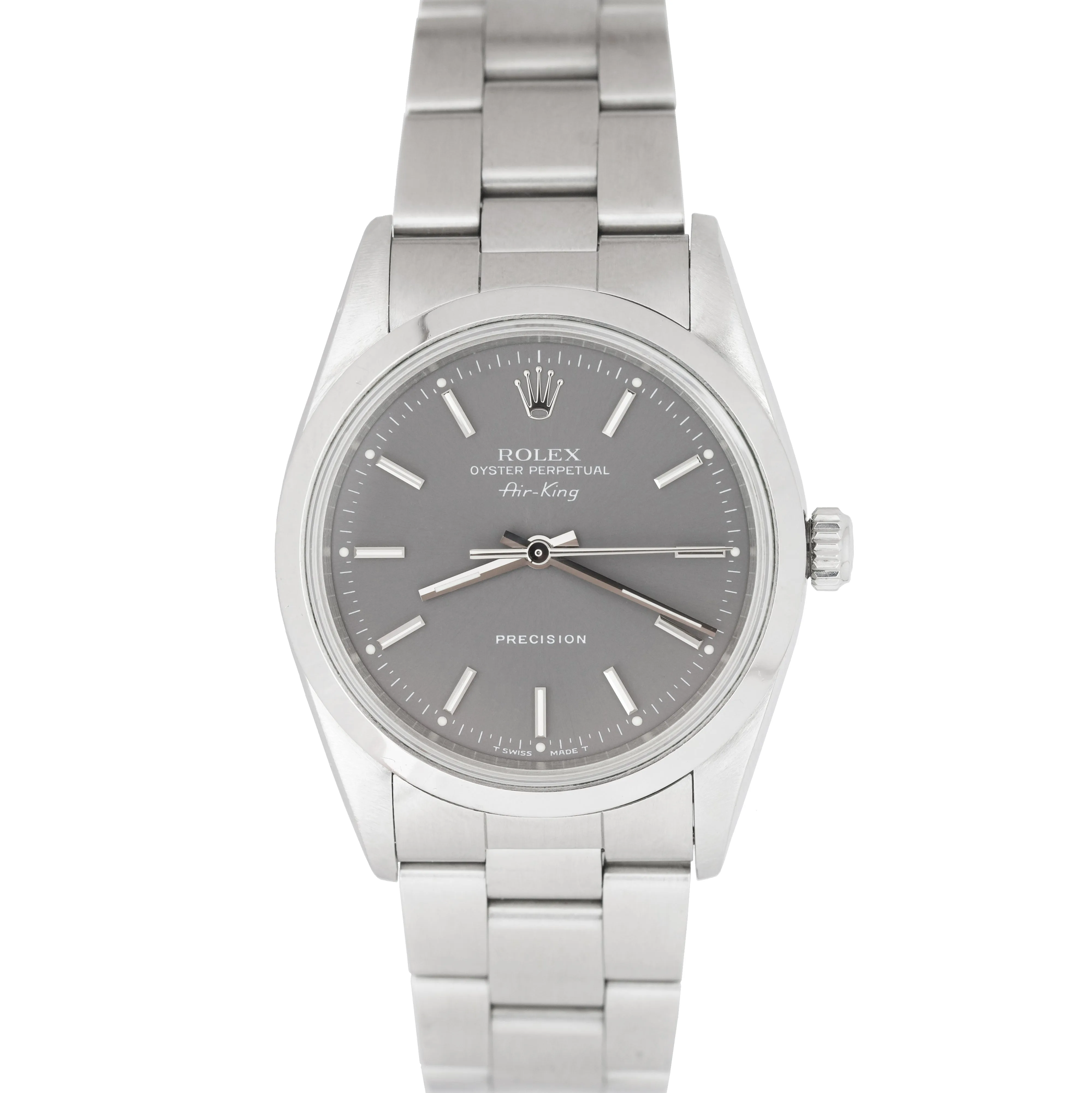 RARE Rolex Air-King Oyster Perpetual Steel Gray Bar Index 14000 34mm Watch