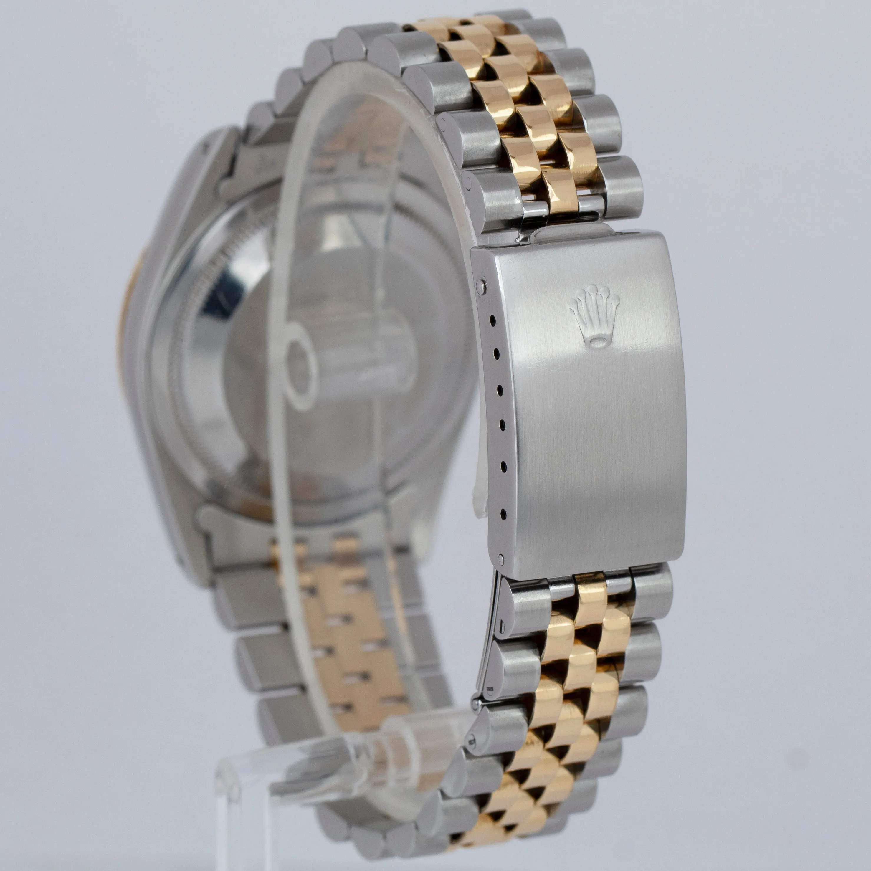 RARE Rolex DateJust 36mm BLUE ARABIC JUBILEE 18K Yellow Gold Steel Watch 16233