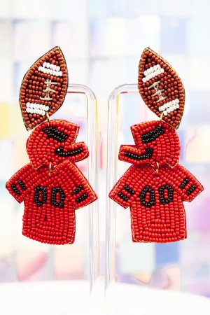 Red and Black Gameday Ready Seed Bead Earrings