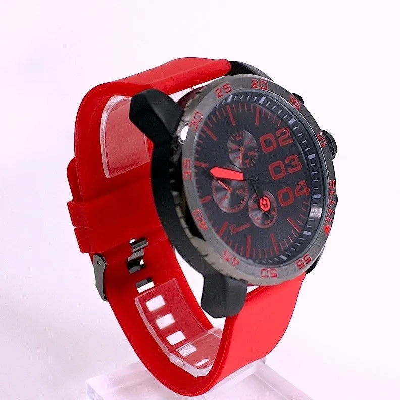 Red Black Mens Watch w/ Diesel Cologne