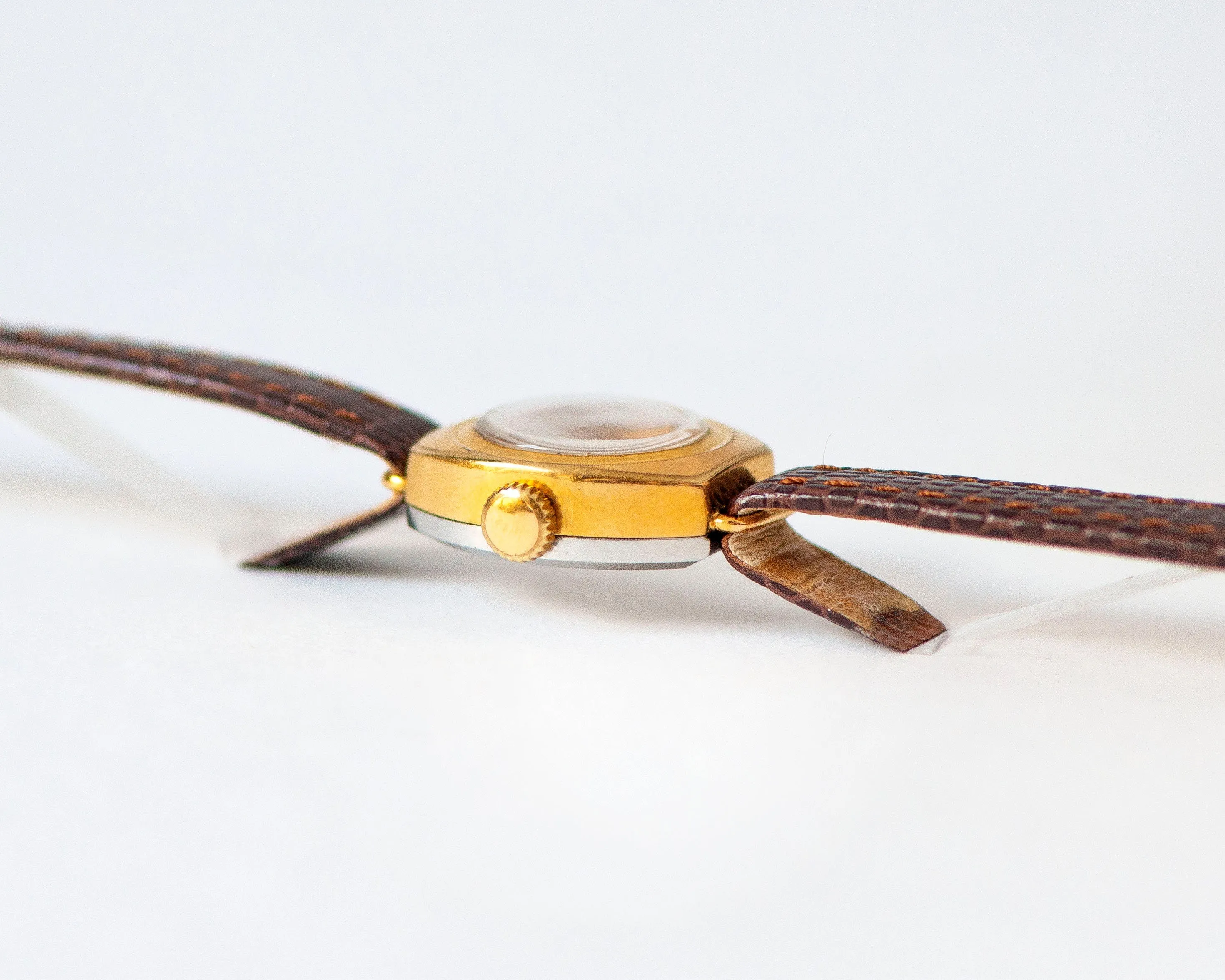 Retro lady watch gold plated Ray delicate gift jewelry, cocktail watch for women vintage, Arabic dial lady watch, new premium leather strap