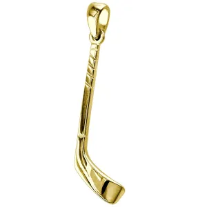 Right Handed Ice Hockey Stick Charm in 14K Yellow Gold