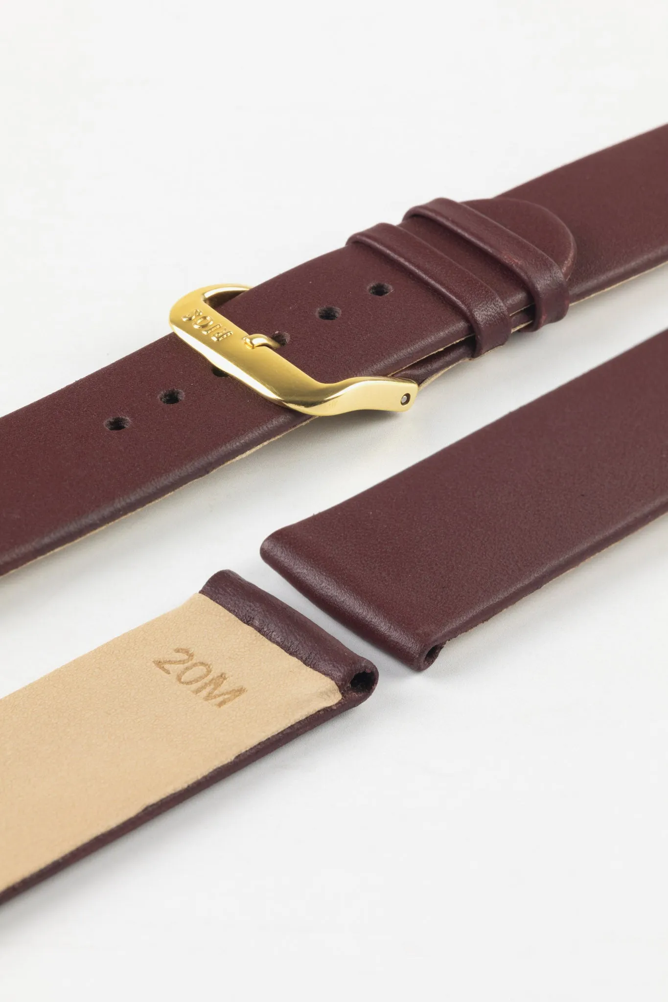 RIOS1931 CLASSIC Low-Profile Leather Watch Strap in BURGUNDY