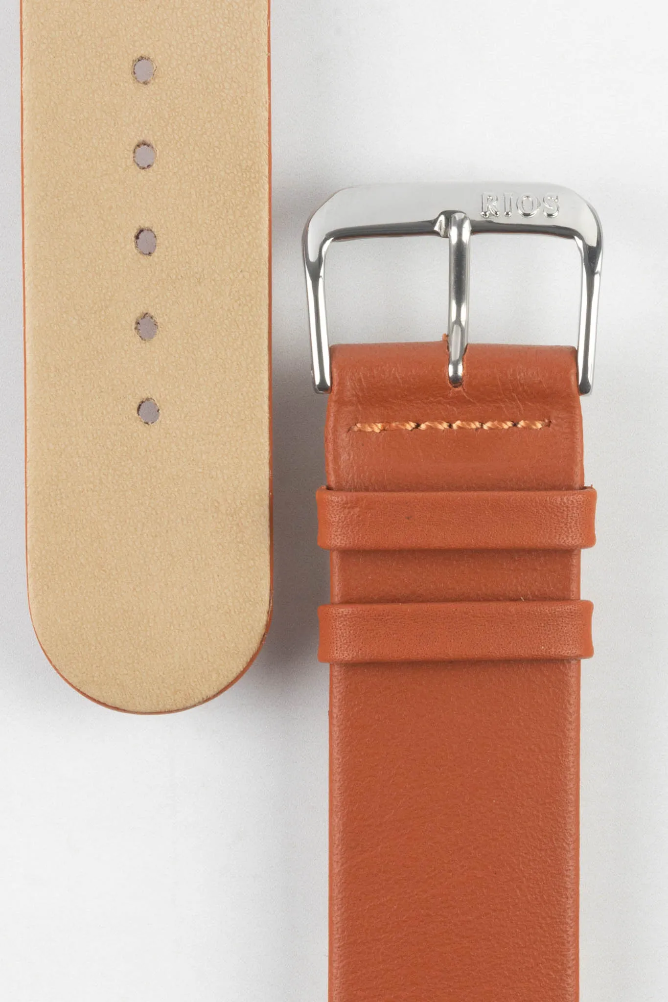 RIOS1931 CLASSIC Low-Profile Leather Watch Strap in COGNAC