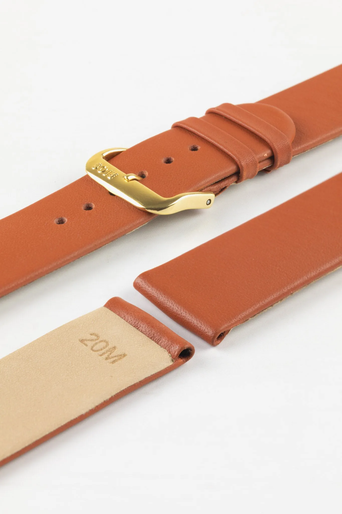 RIOS1931 CLASSIC Low-Profile Leather Watch Strap in COGNAC