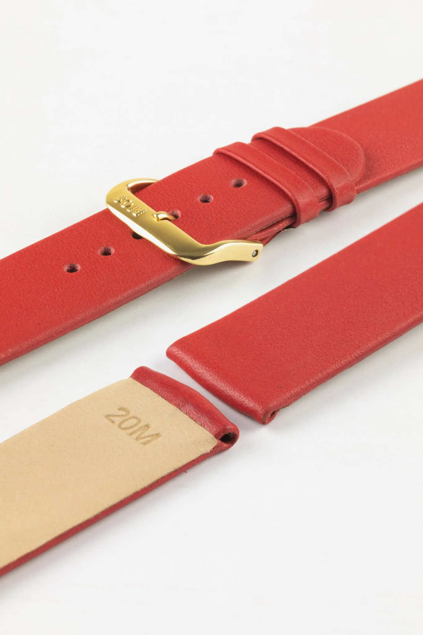 RIOS1931 CLASSIC Low-Profile Leather Watch Strap in RED