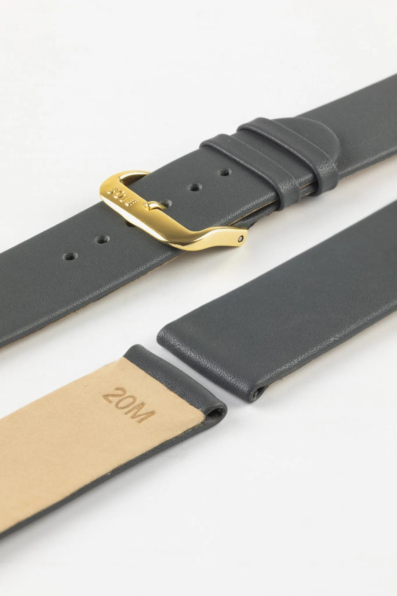 RIOS1931 CLASSIC Low-Profile Leather Watch Strap in STONE GREY