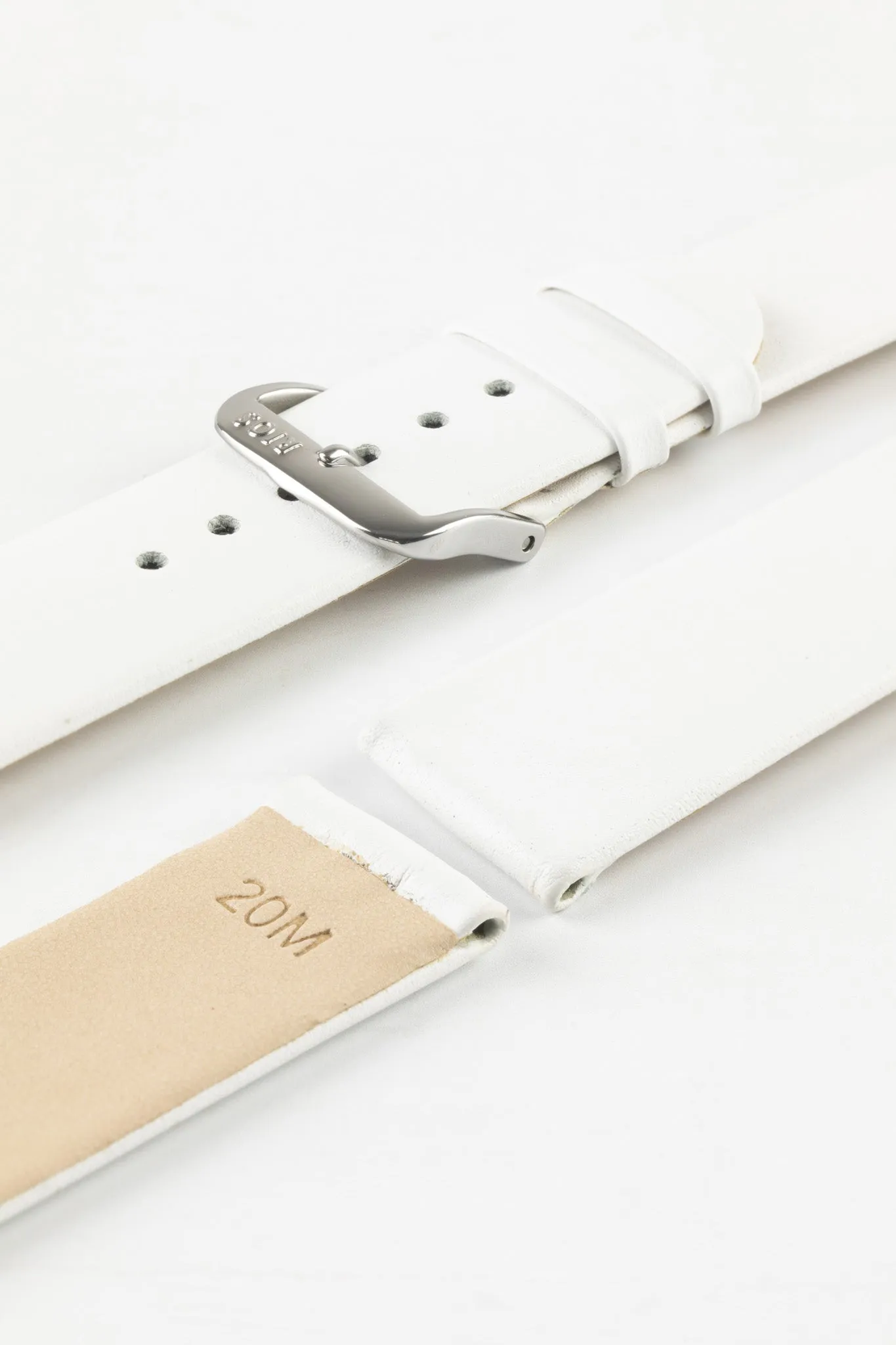 RIOS1931 CLASSIC Low-Profile Leather Watch Strap in WHITE
