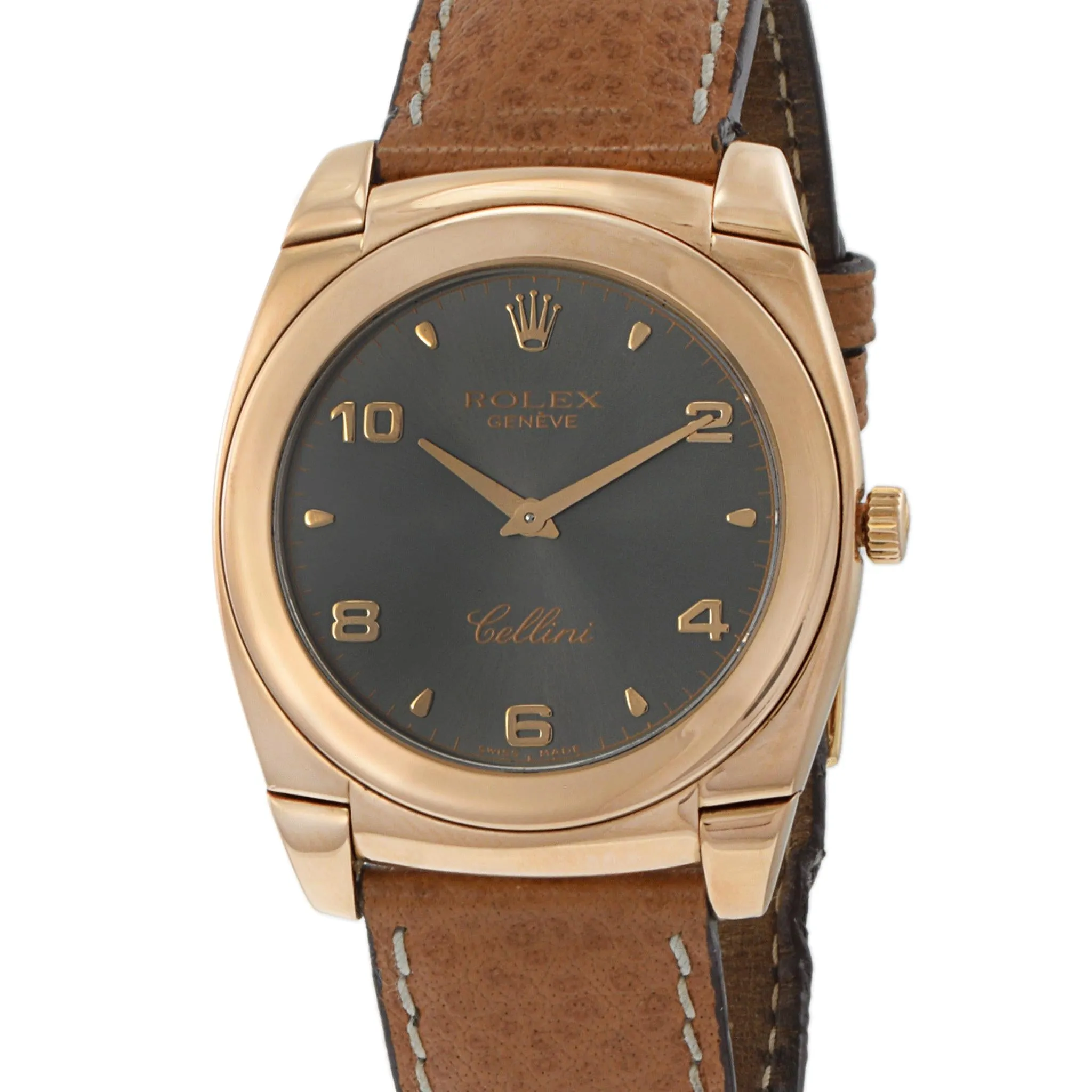 Rolex Cellini Cestello 18K Rose Gold Slate Dial Watch 5330