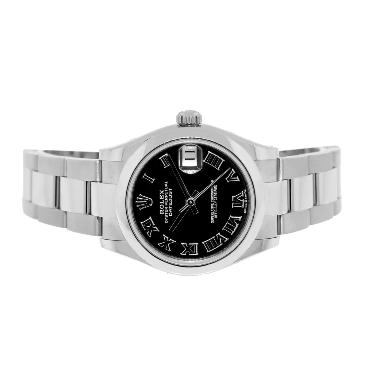 Rolex Datejust 31mm Stainless Steel Black Roman Dial & Smooth Bezel 278240