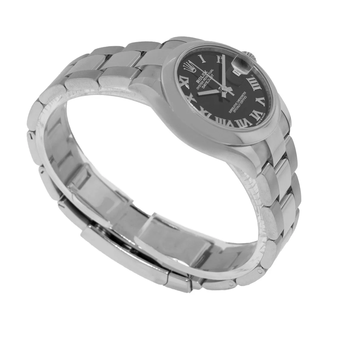 Rolex Datejust 31mm Stainless Steel Black Roman Dial & Smooth Bezel 278240
