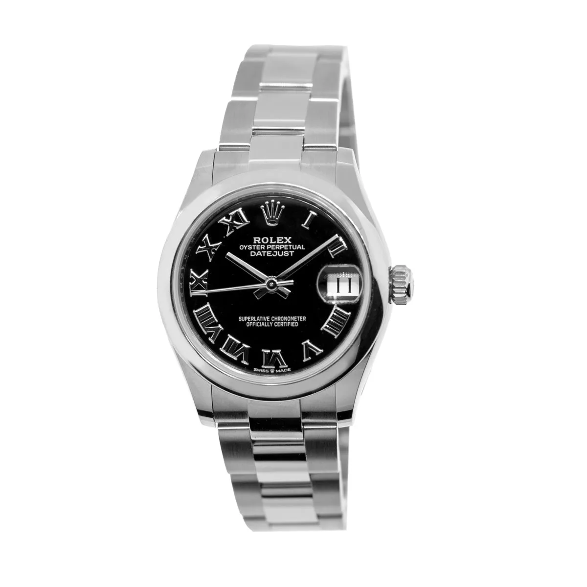 Rolex Datejust 31mm Stainless Steel Black Roman Dial & Smooth Bezel 278240