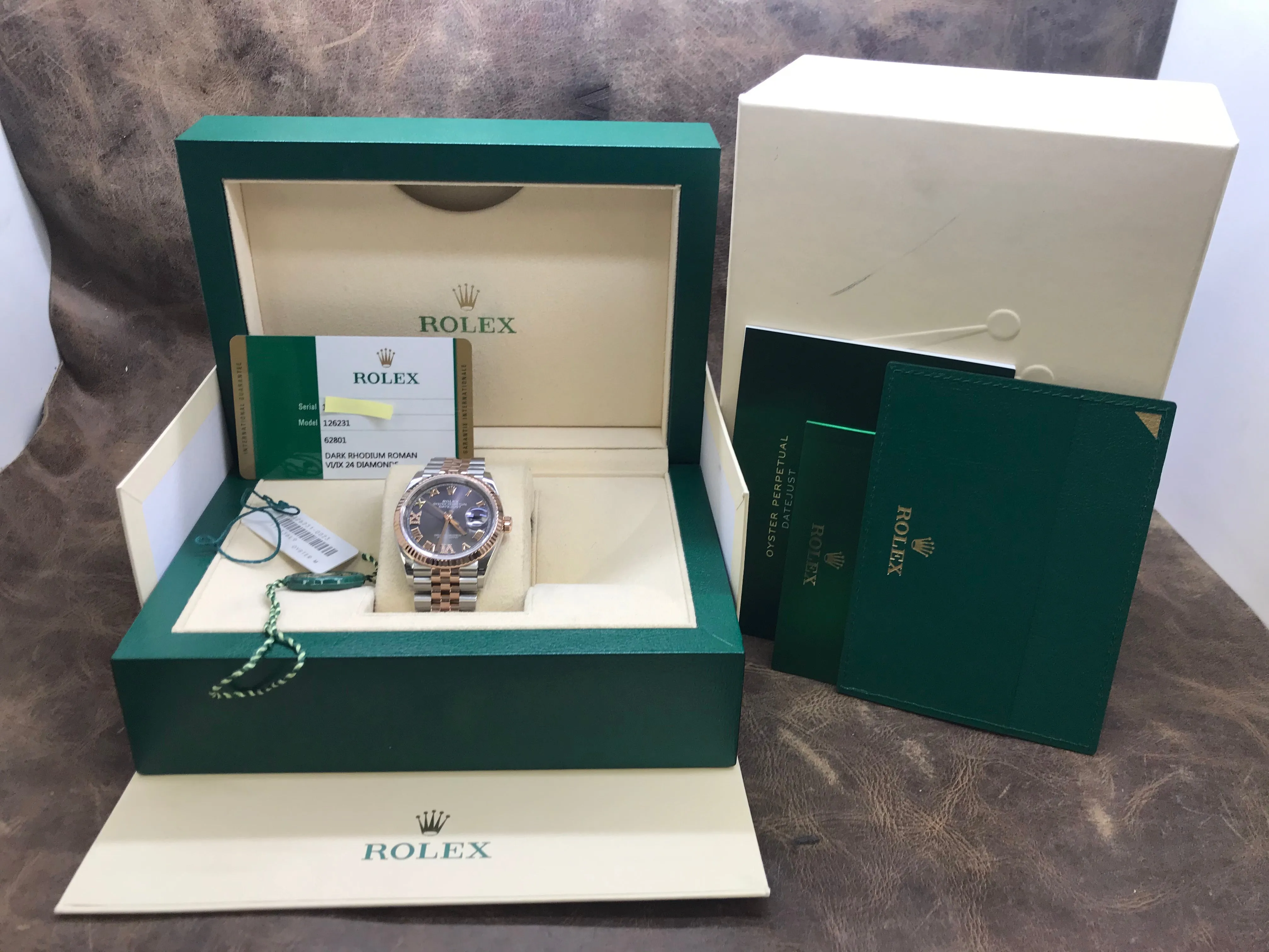 Rolex Datejust 36 Diamond & Rose Gold 126231 Dark Rhodium Dial Automatic  Watch