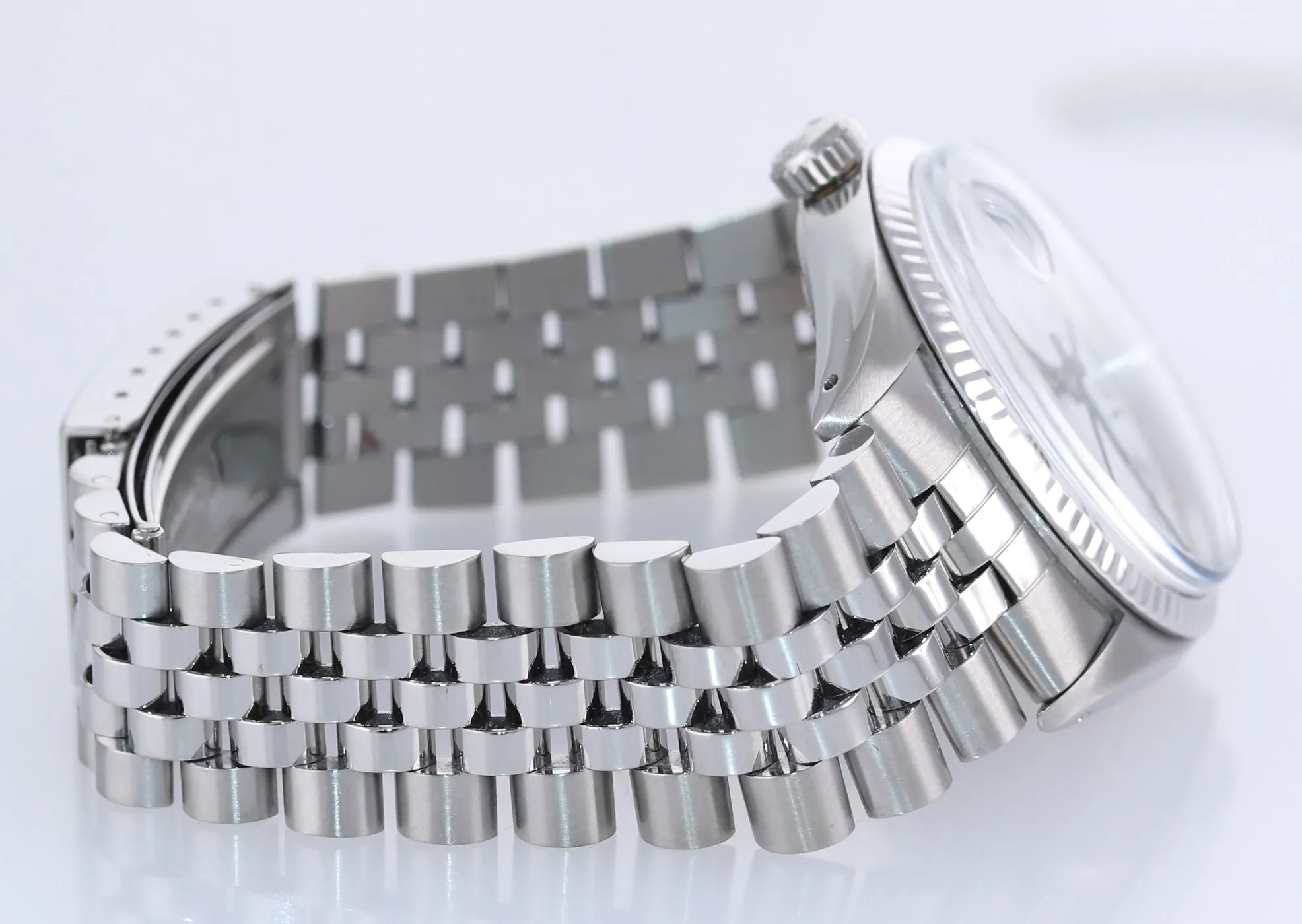 Rolex DateJust 36mm 16014 Steel White Buckley Roman Dial White Gold Fluted Watch