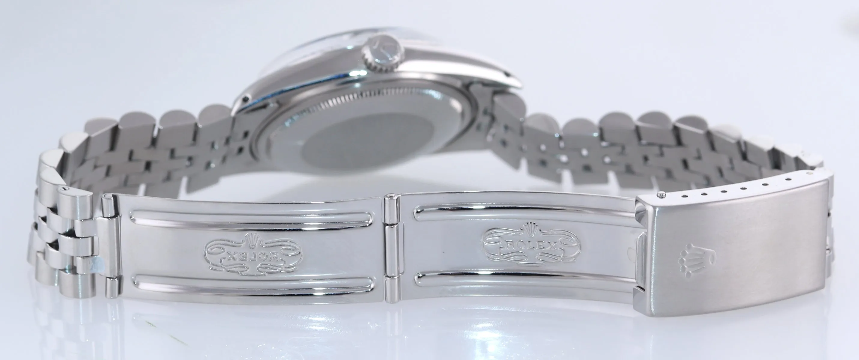 Rolex DateJust 36mm 16014 Steel White Buckley Roman Dial White Gold Fluted Watch