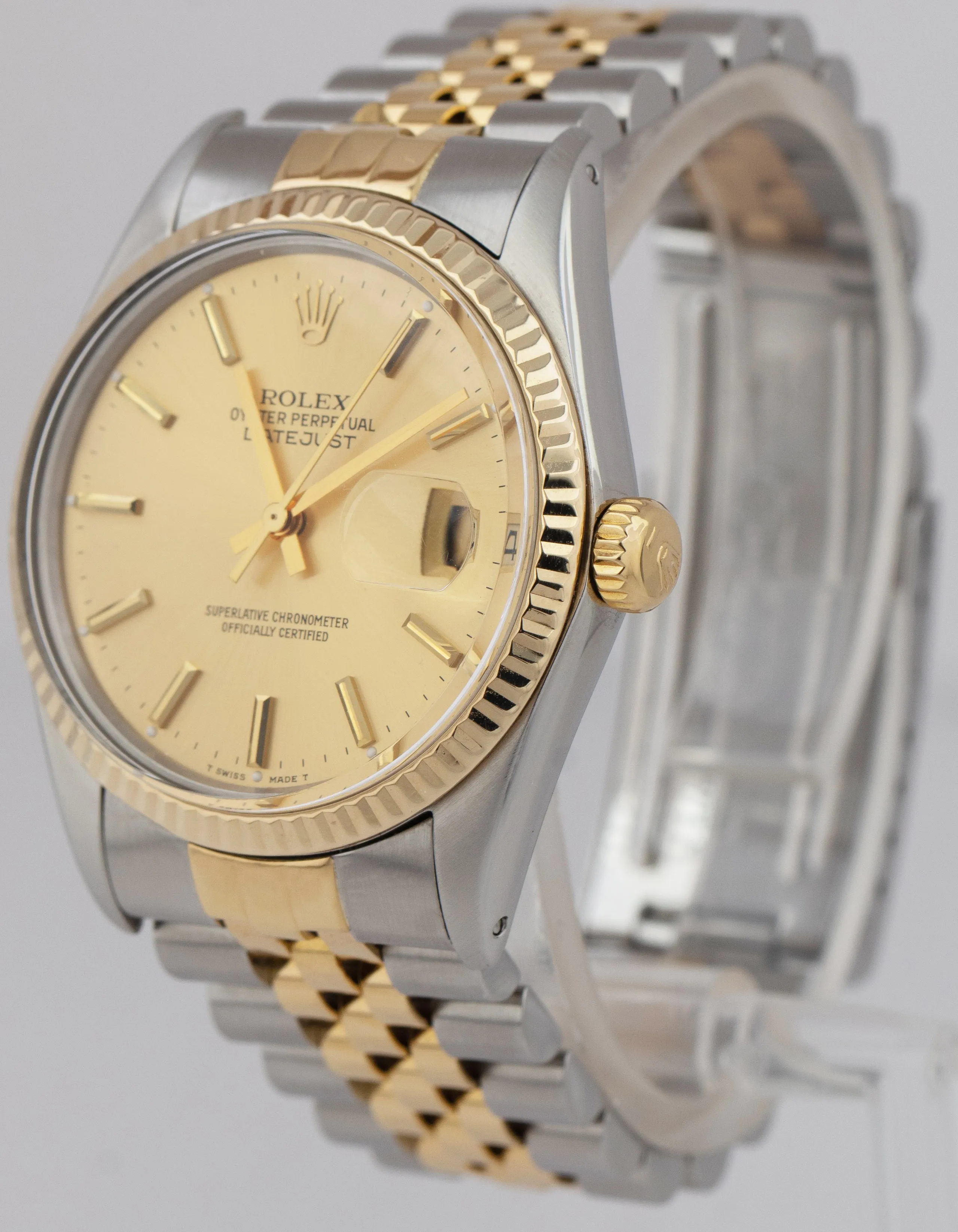 Rolex DateJust 36mm Champagne 18K Yellow Gold Stainless Two-Tone Watch 16013
