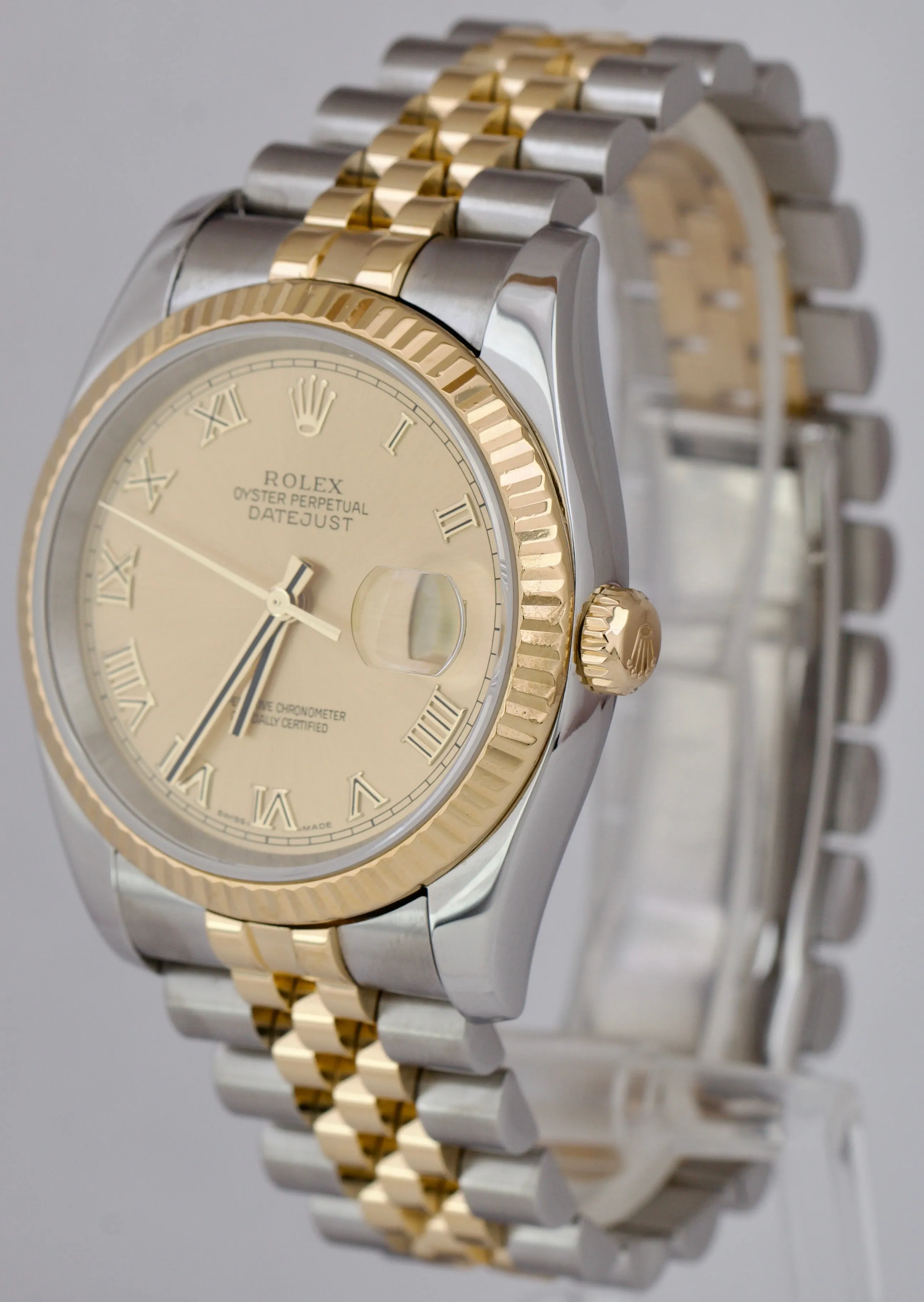 Rolex DateJust 36mm Champagne 18K Yellow Gold Two-Tone Jubilee Watch 116233