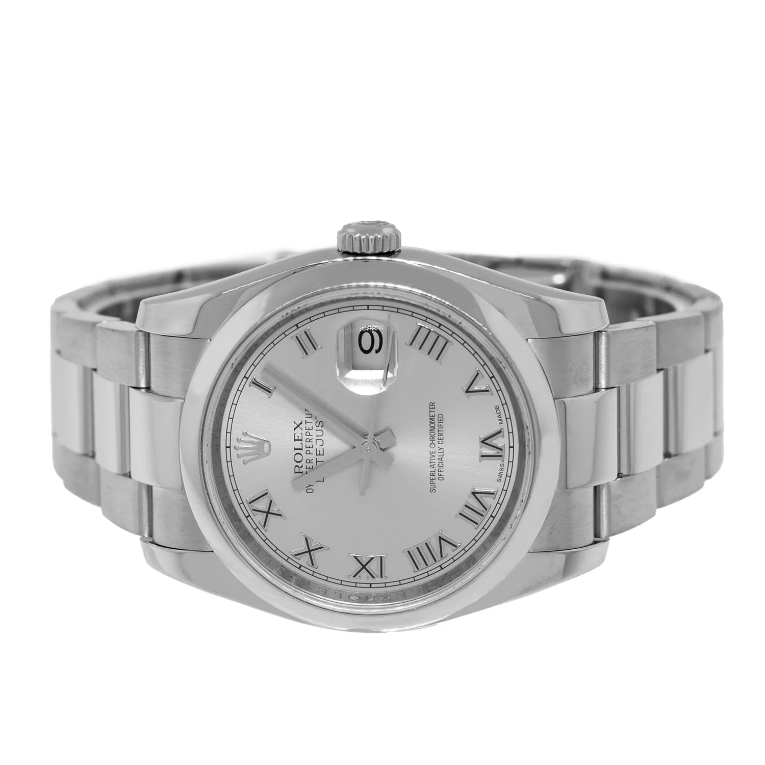 Rolex Datejust 36mm Stainless Steel Rhodium Roman Dial & Smooth Bezel 116200