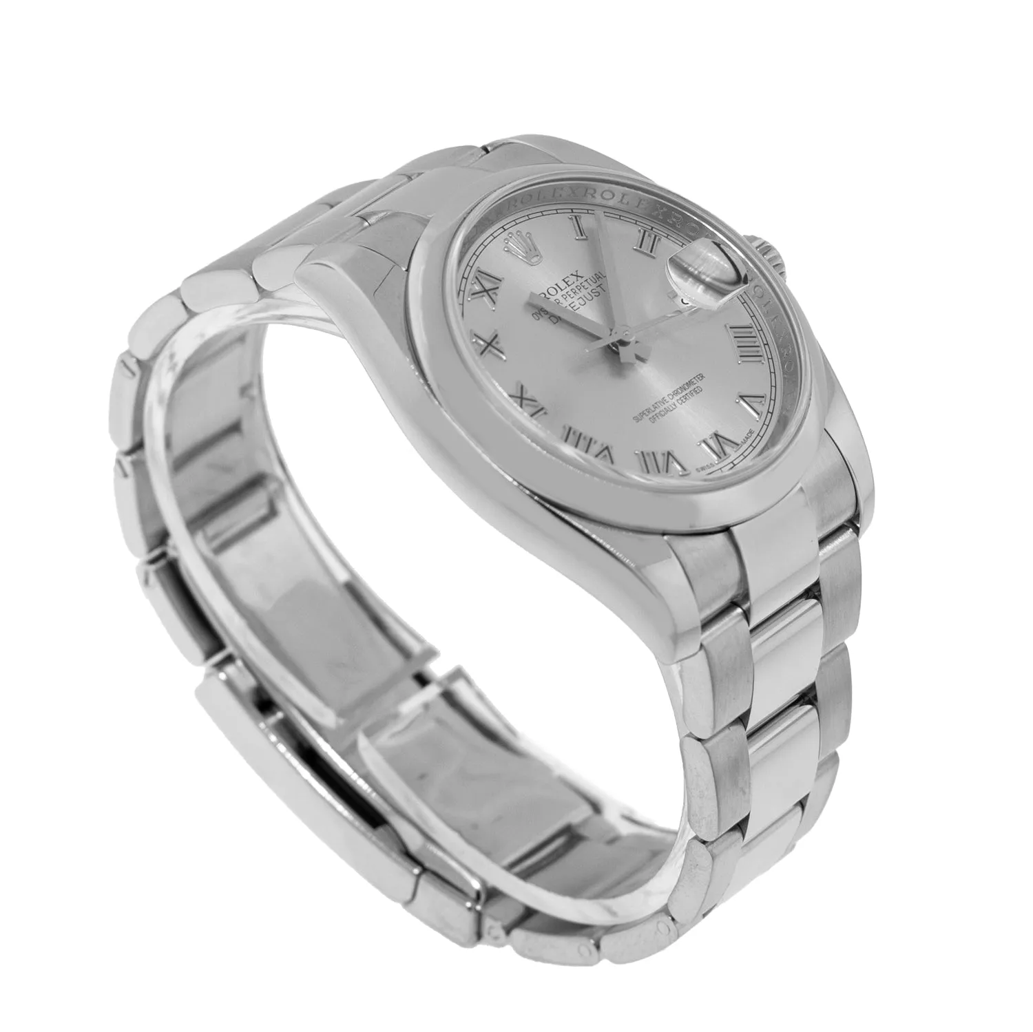 Rolex Datejust 36mm Stainless Steel Rhodium Roman Dial & Smooth Bezel 116200
