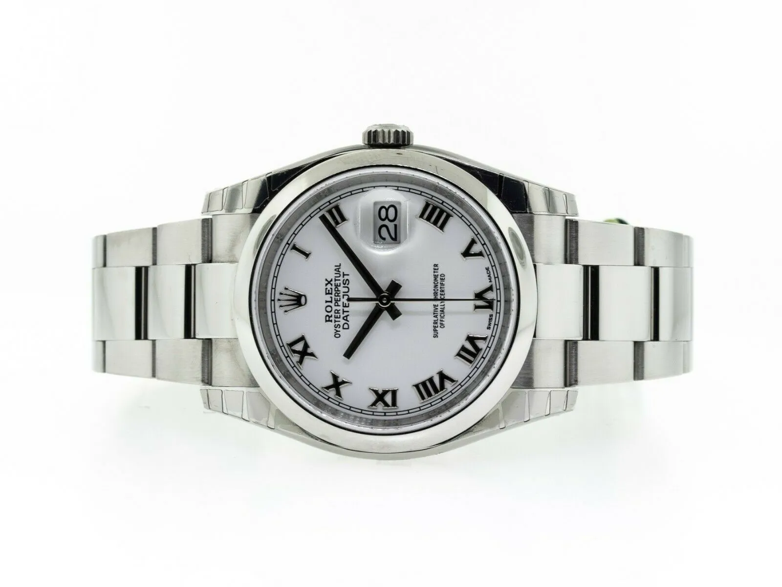 Rolex Datejust 36mm Stainless Steel White Roman Dial & Domed Bezel 126200
