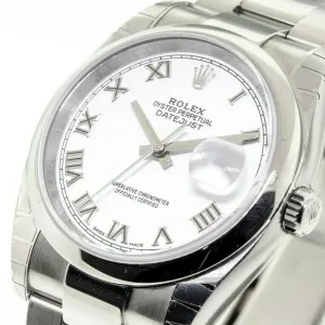 Rolex Datejust 36mm Stainless Steel White Roman Dial & Domed Bezel 126200
