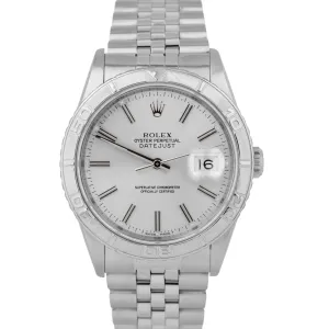 Rolex DateJust 36mm Turn-O-Graph Silver Stainless Steel Automatic Watch 16264