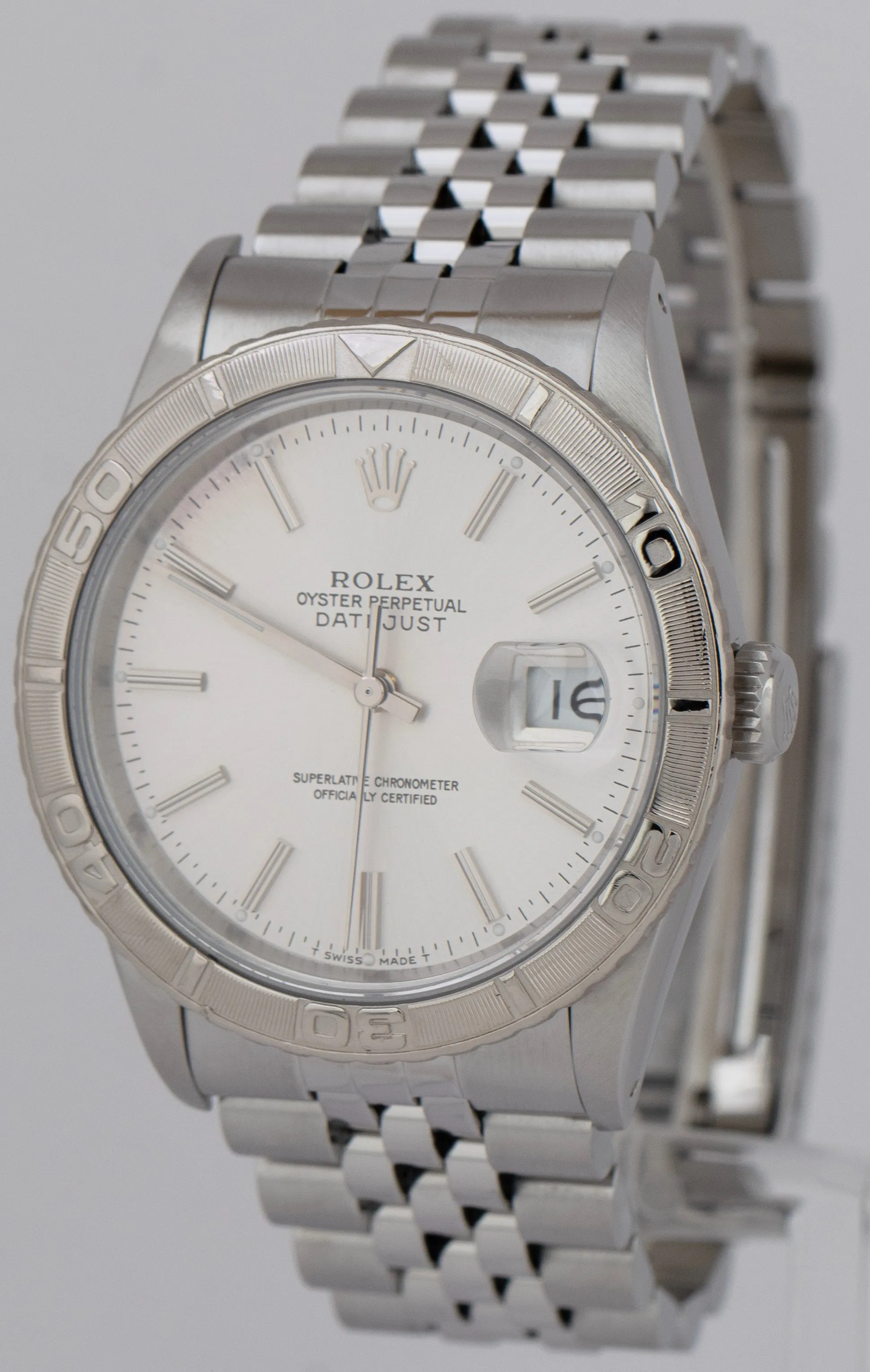 Rolex DateJust 36mm Turn-O-Graph Silver Stainless Steel Automatic Watch 16264