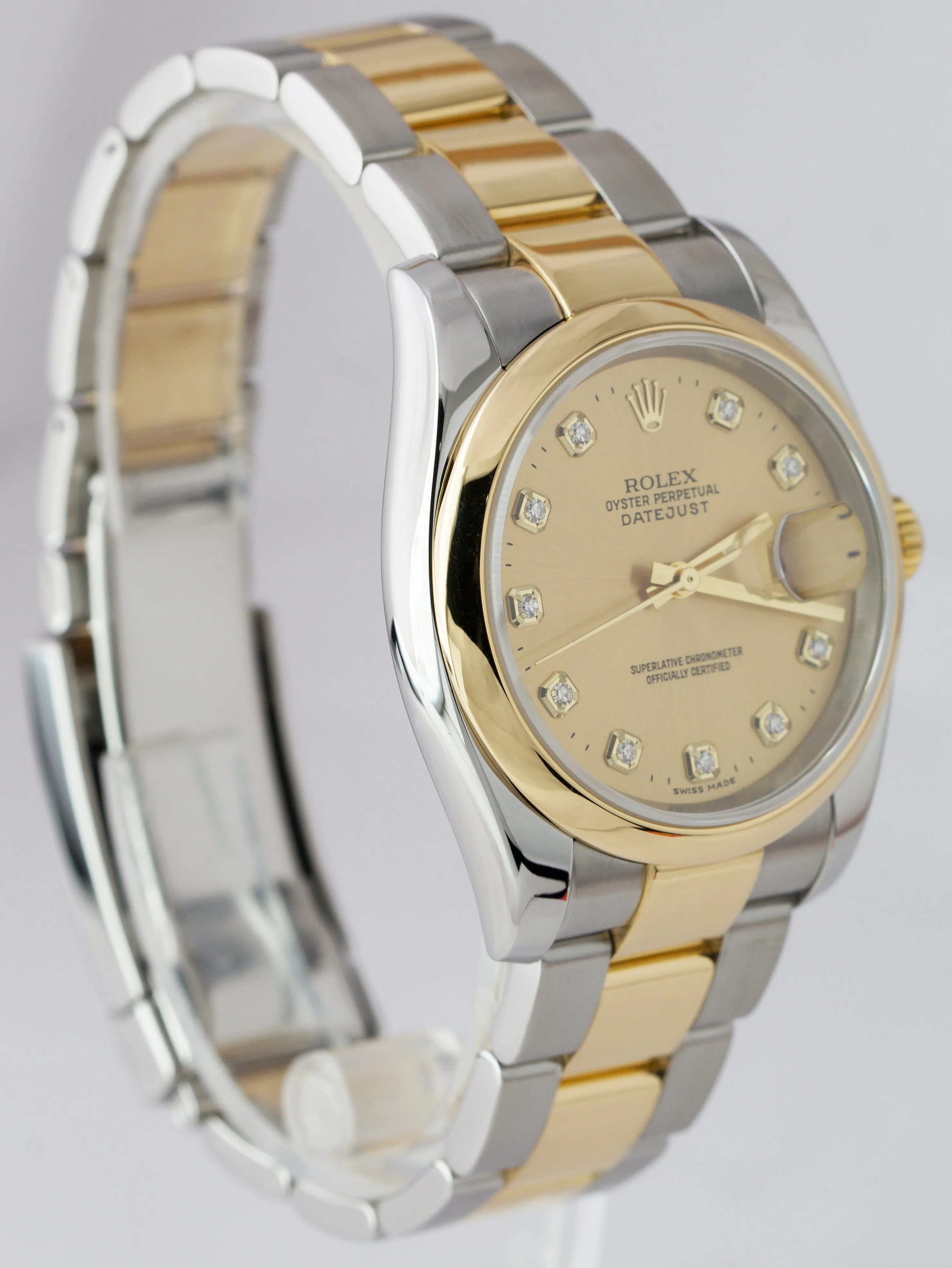 Rolex DateJust 36mm Two-Tone Gold Stainless Factory Diamond Champagne 116203