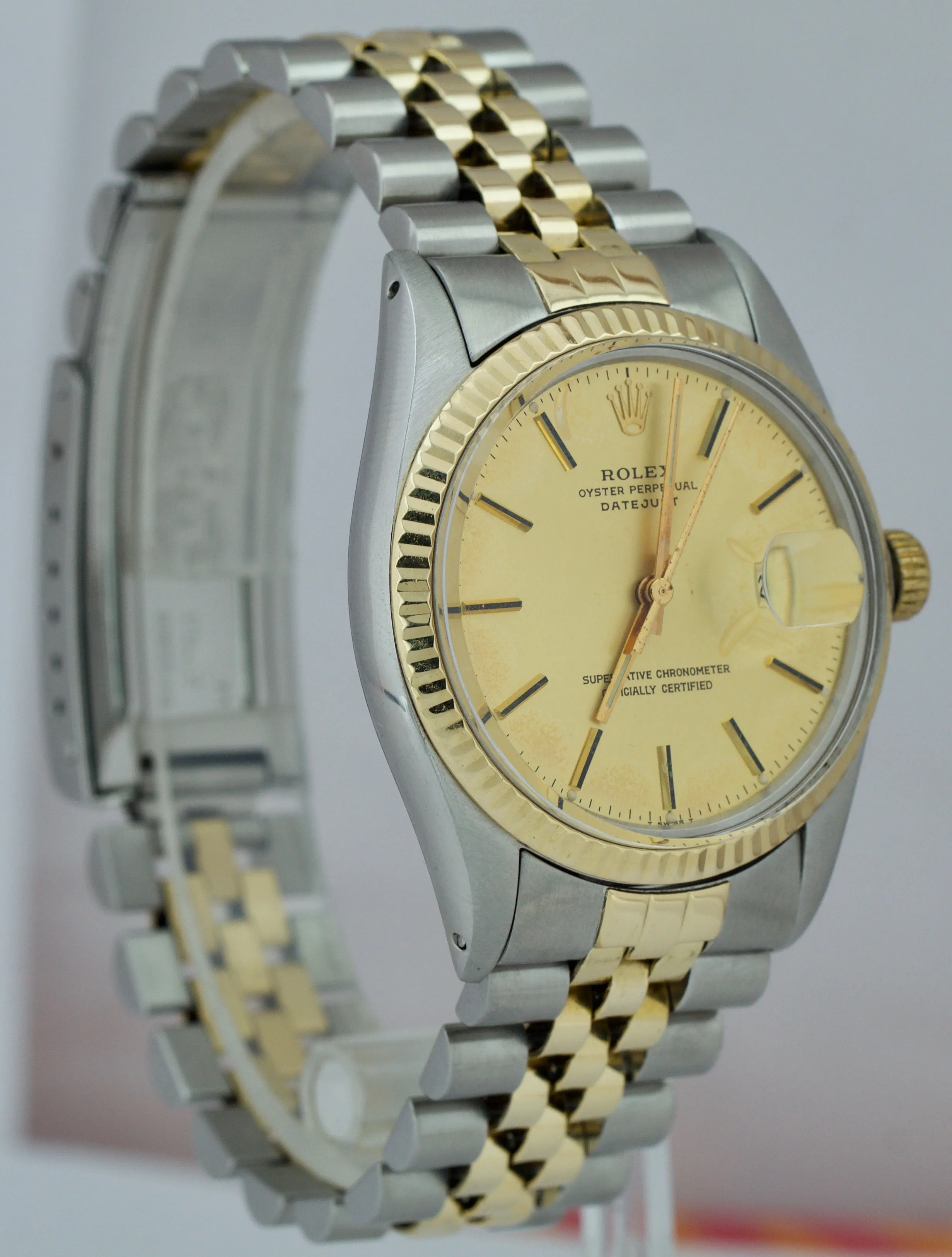 Rolex DateJust 36mm Two-Tone Yellow Gold Stainless Champagne Jubilee Watch 16013