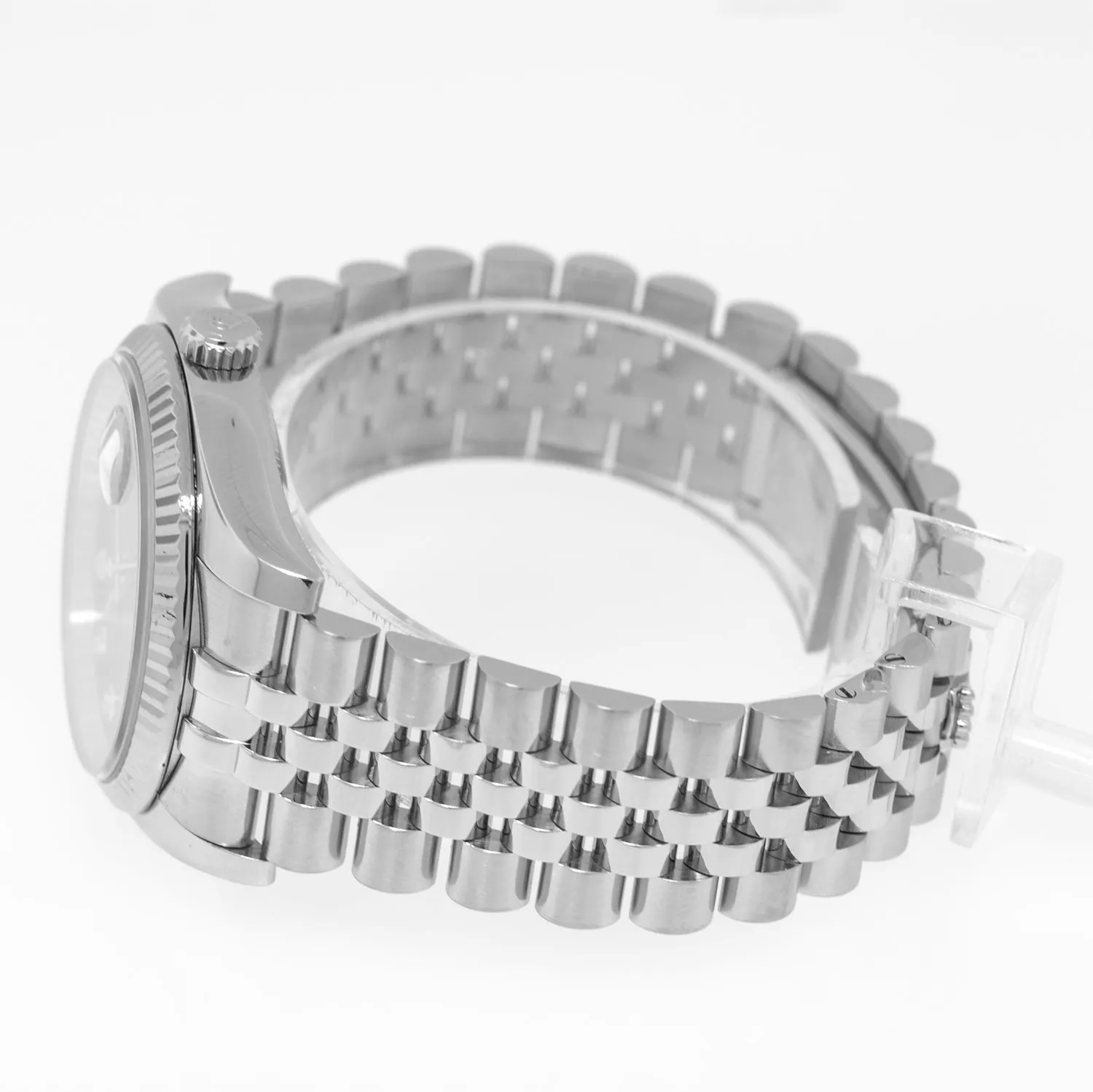 Rolex Datejust 36mm White Gold & Steel Black Jubilee Diamond Dial & Fluted Bezel 116234