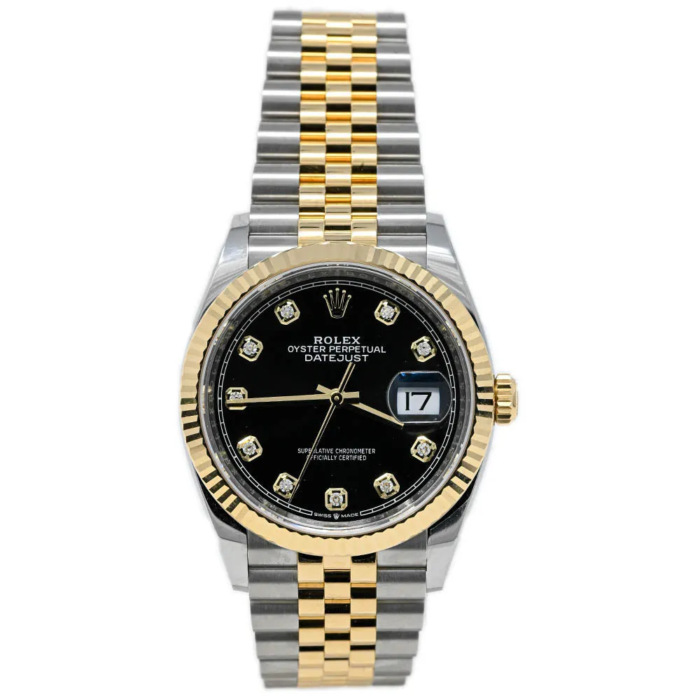 Rolex Datejust 36mm Yellow Gold & Stainless Steel Champagne Stick Dial Watch Reference# 116233
