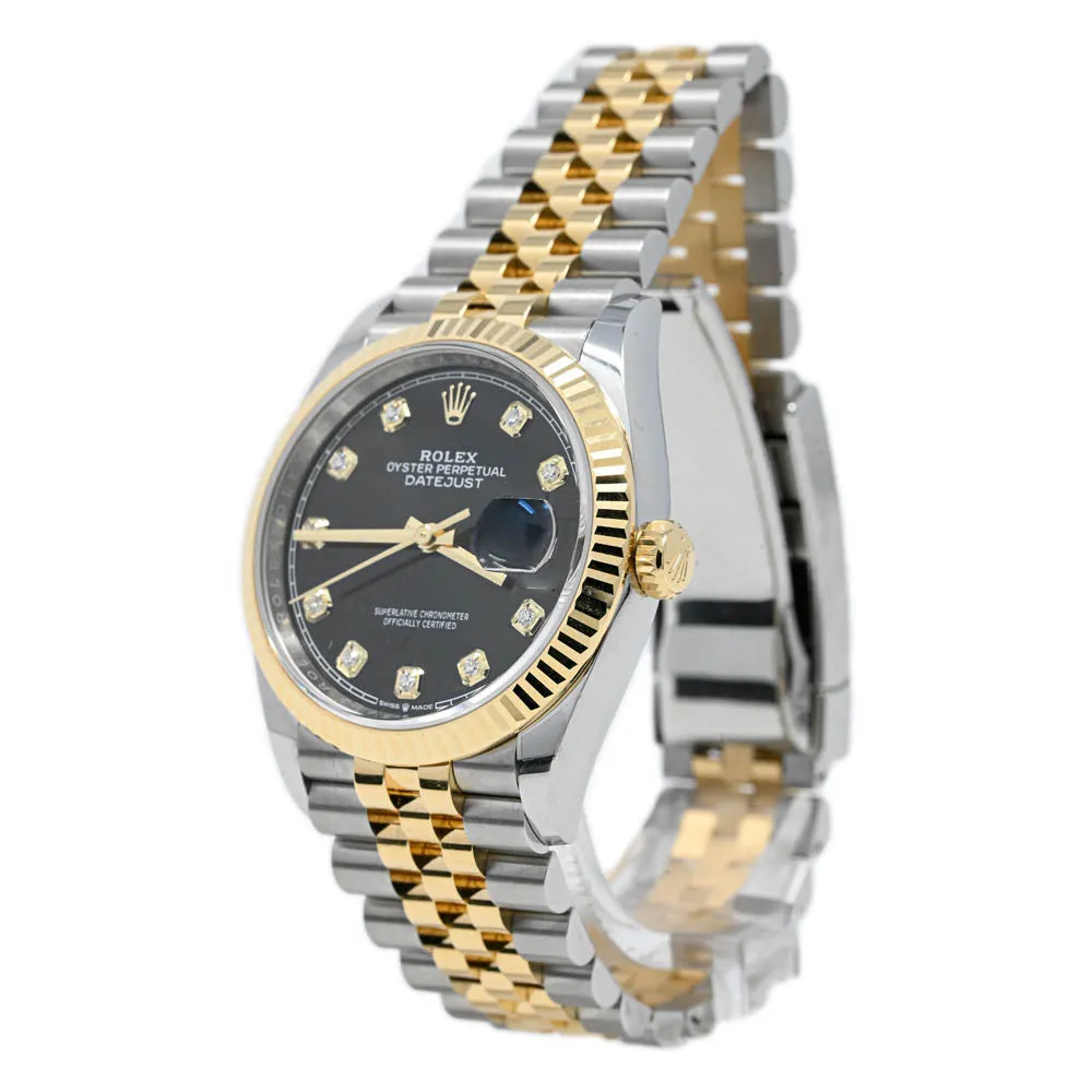 Rolex Datejust 36mm Yellow Gold & Stainless Steel Champagne Stick Dial Watch Reference# 116233