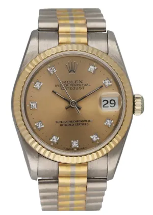 Rolex DateJust 68279 Diamond Dial & 18K White Gold Tridor Ladies Watch