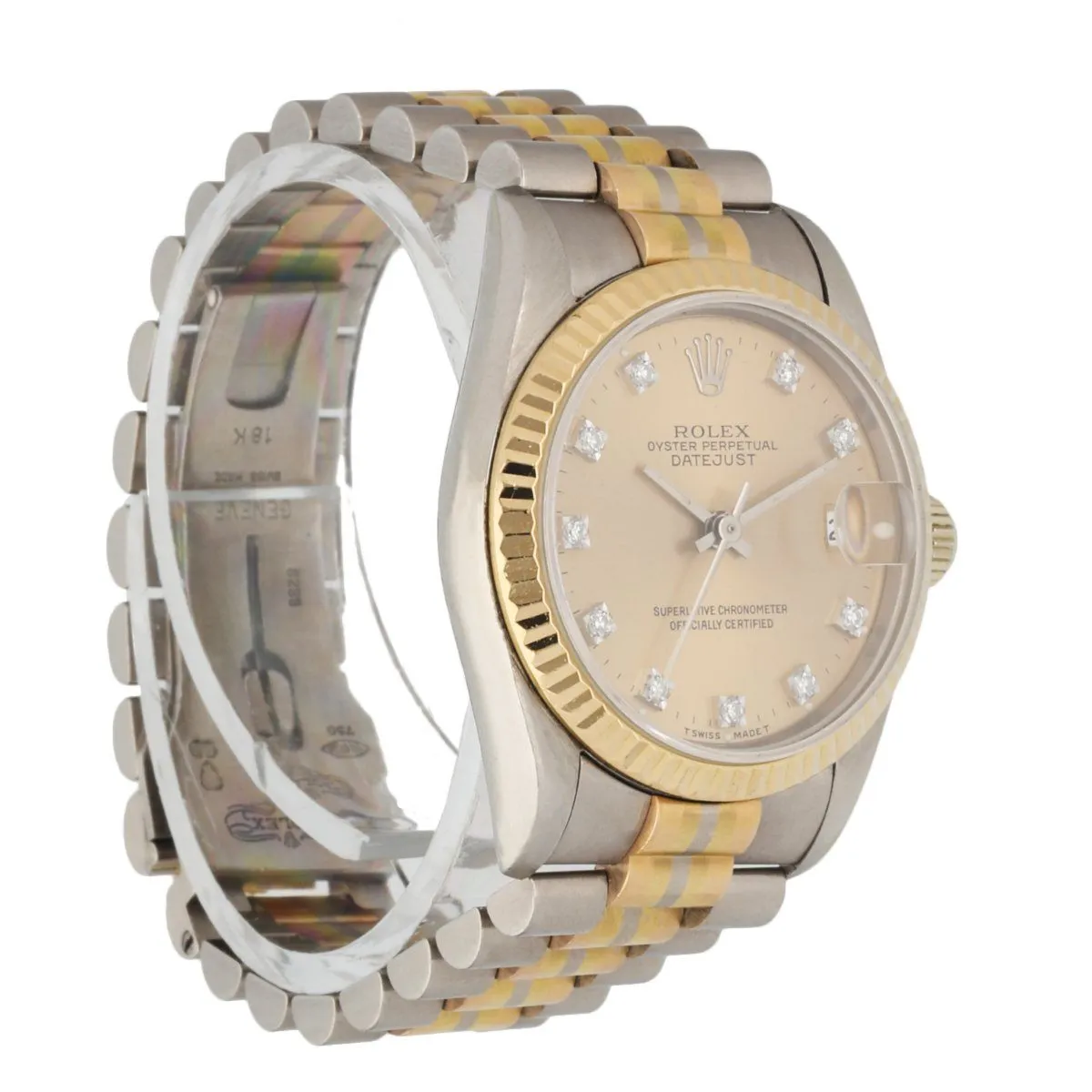 Rolex DateJust 68279 Diamond Dial & 18K White Gold Tridor Ladies Watch