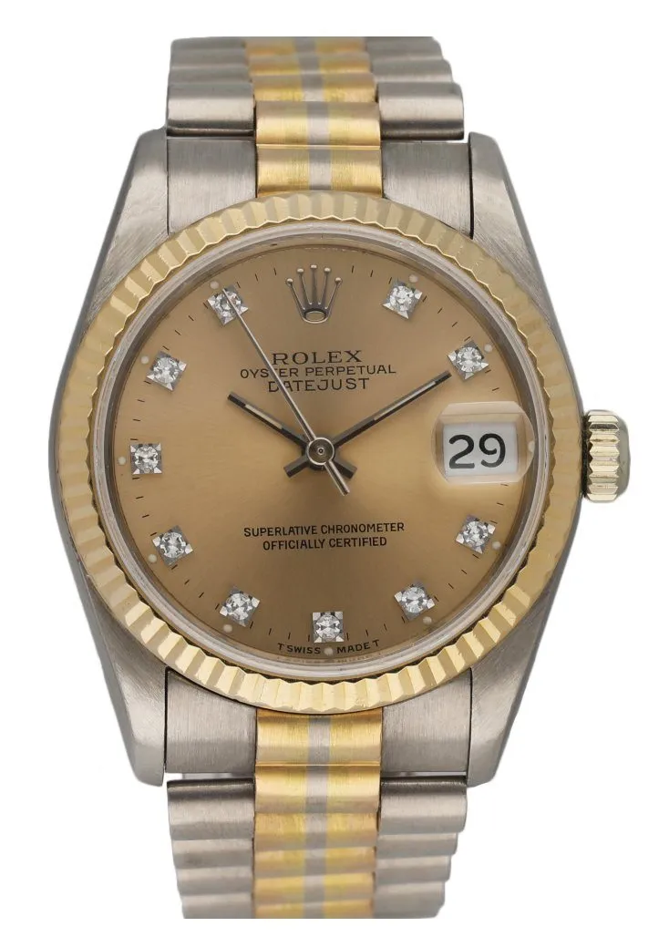 Rolex DateJust 68279 Diamond Dial & 18K White Gold Tridor Ladies Watch