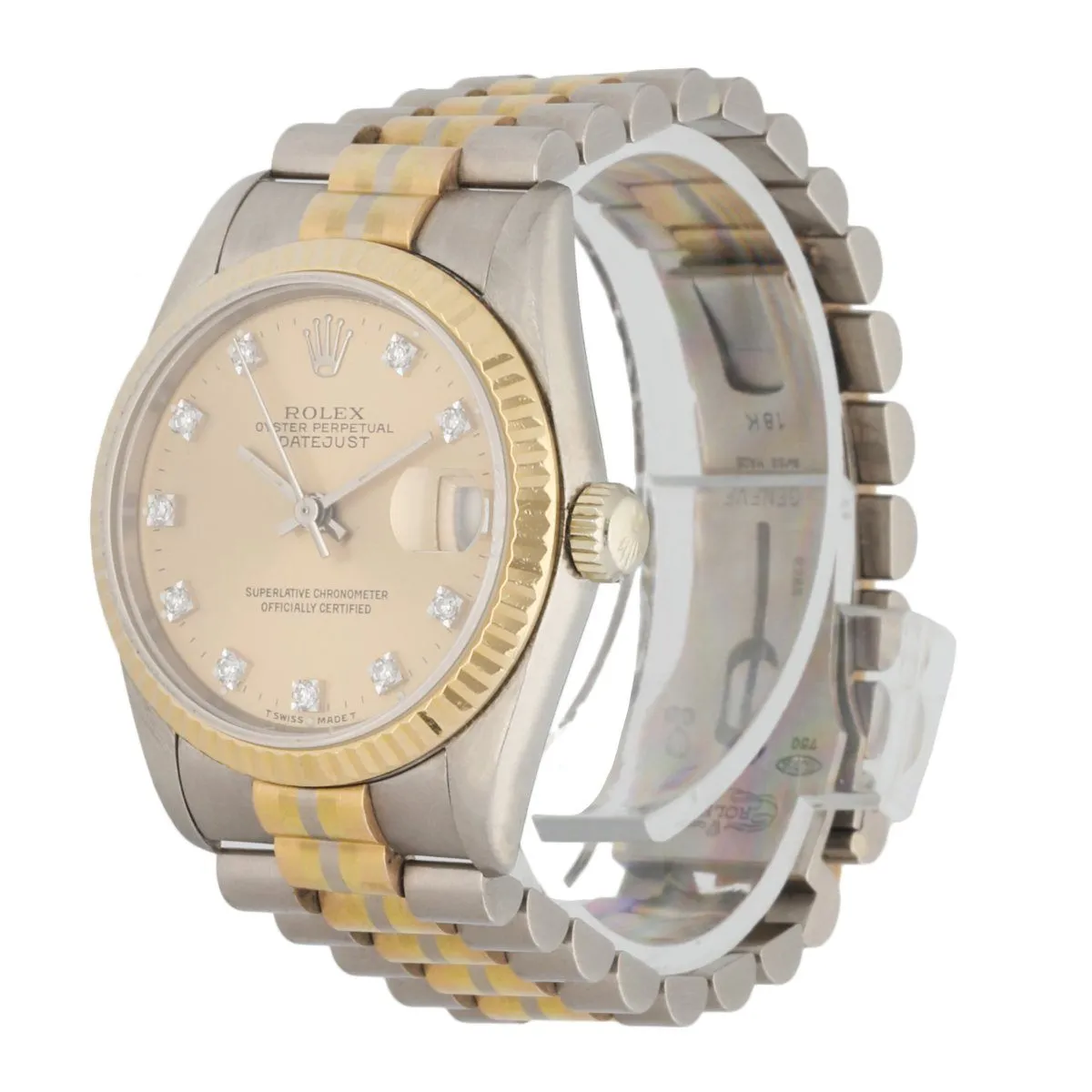 Rolex DateJust 68279 Diamond Dial & 18K White Gold Tridor Ladies Watch