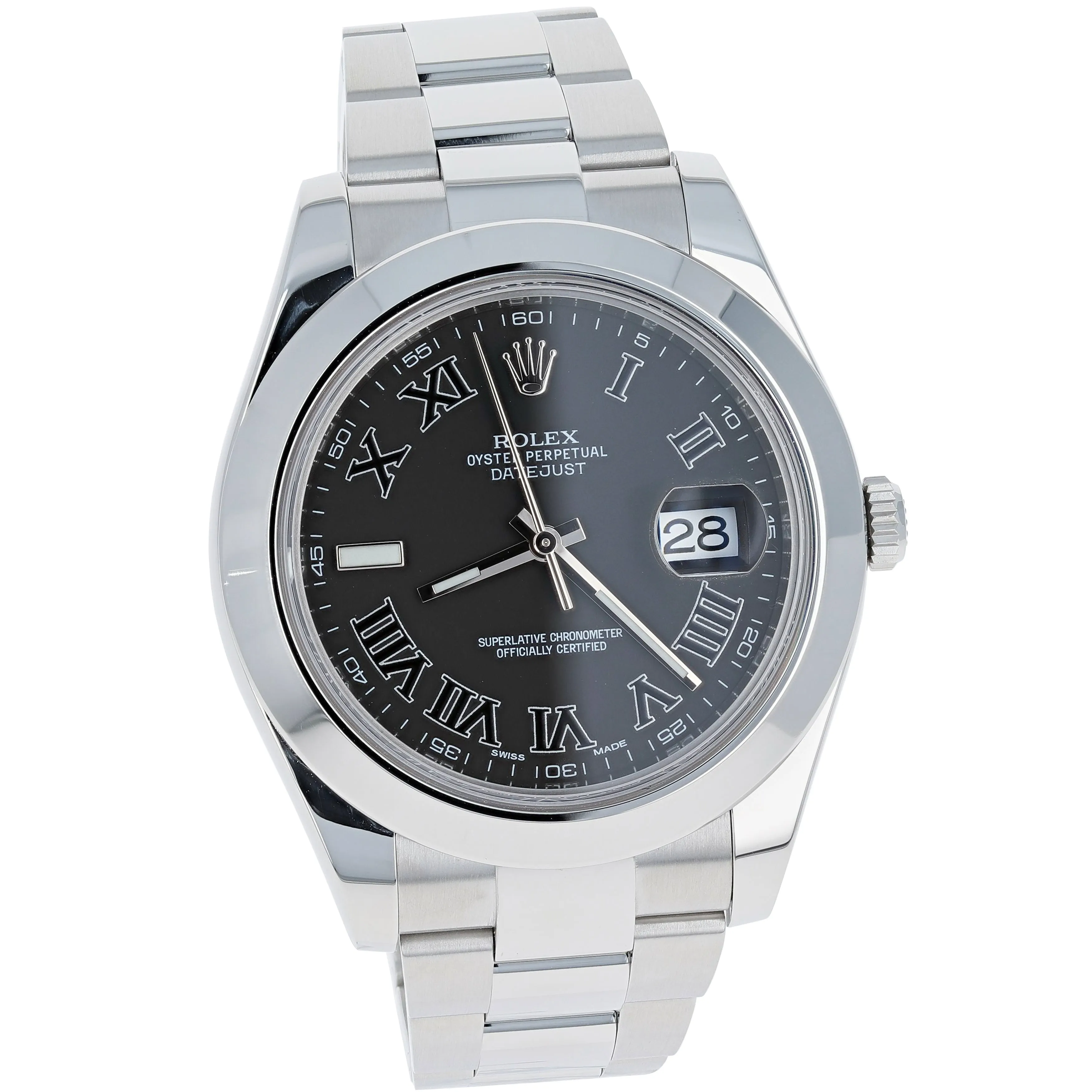 Rolex Datejust II 116300 Black Roman 2018 Papers Box Wimbledon Oyster Steel 41 mm