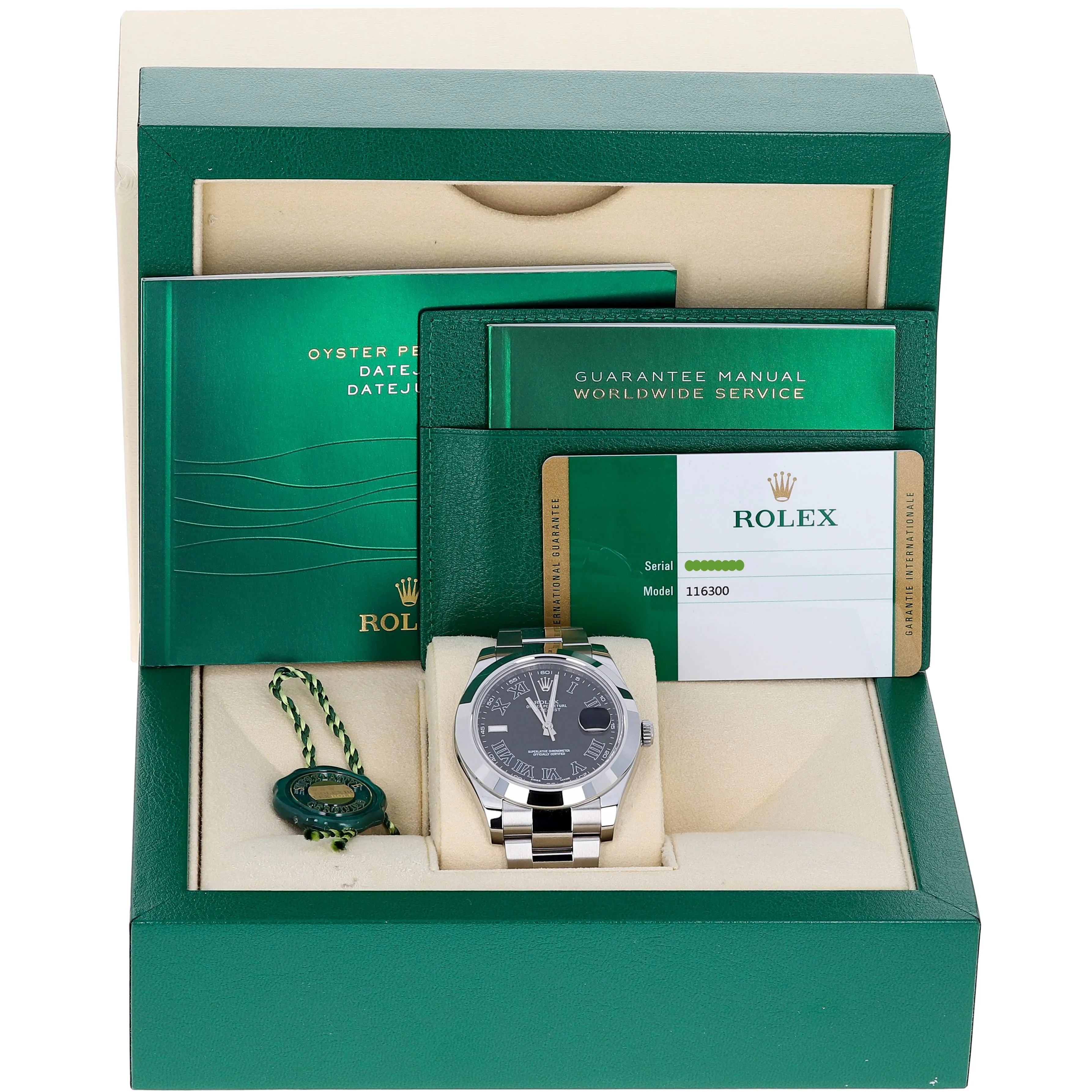 Rolex Datejust II 116300 Black Roman 2018 Papers Box Wimbledon Oyster Steel 41 mm